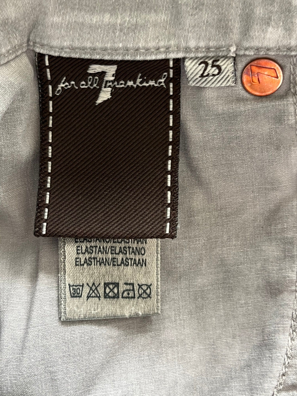 7 For All Mankind Damen Cordhose Grau Skinny mit Reißverschluss Gr. 25, Gut