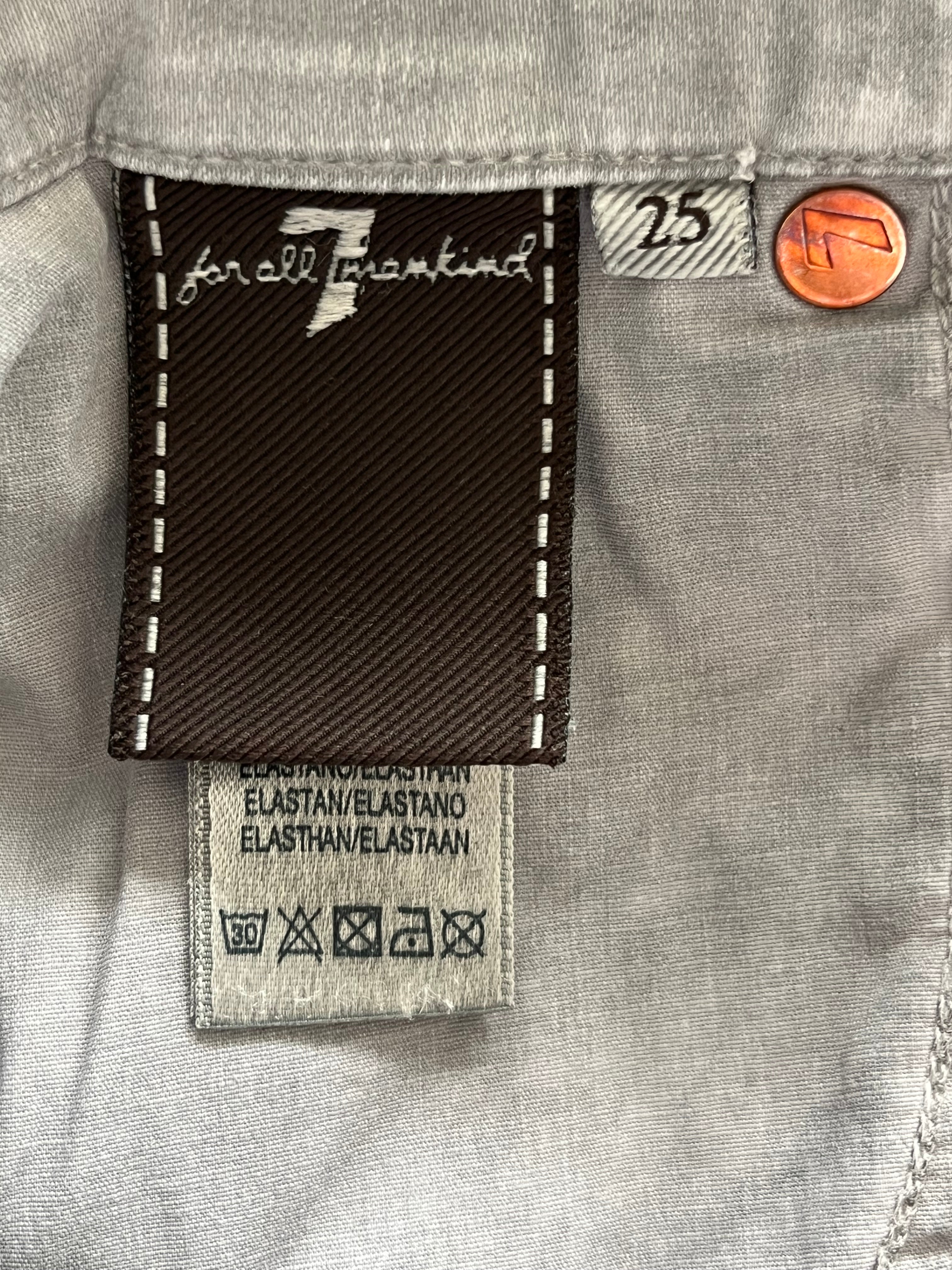 7 For All Mankind Damen Cordhose Grau Skinny mit Reißverschluss Gr. 25, Gut