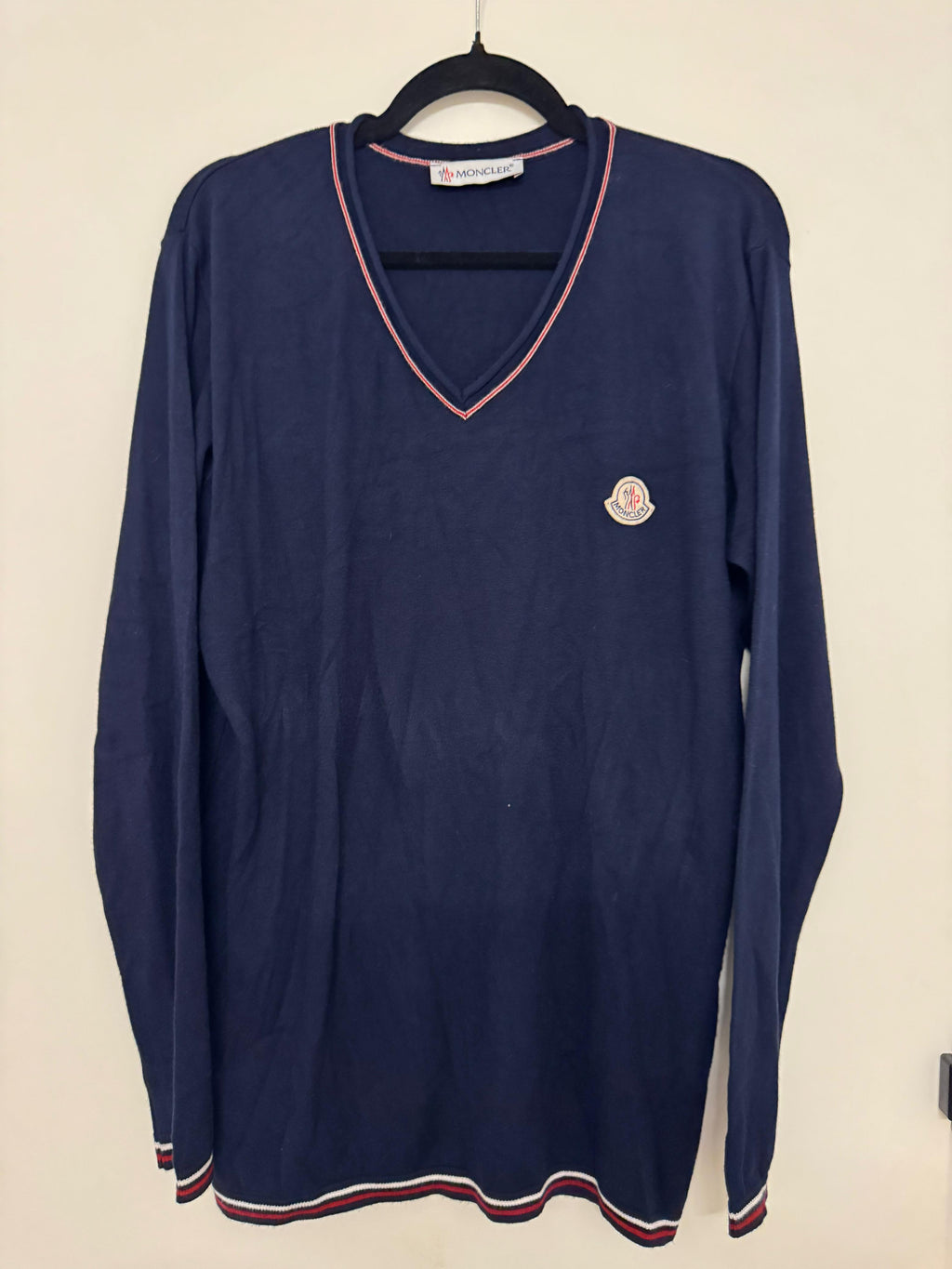 Moncler Navy Tricolour Polo Gr. L – Sehr guter Zustand