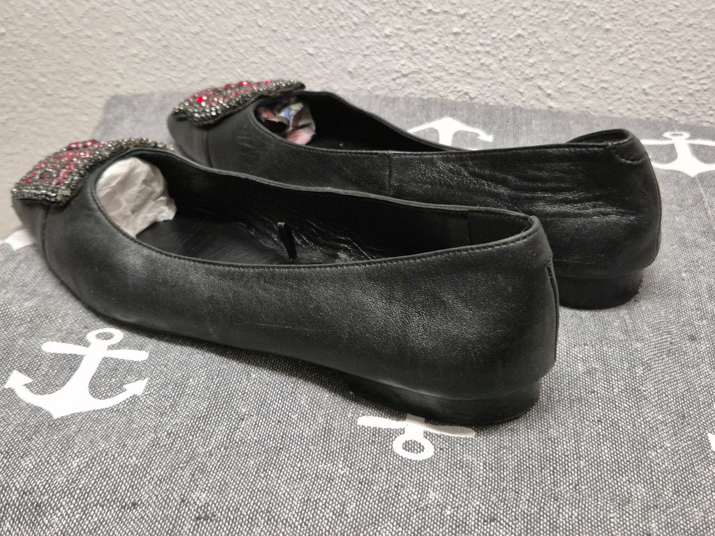 Uterqüe LOVE Ballerinas – Leder, Schwarz, Gr. 37, Guter Zustand