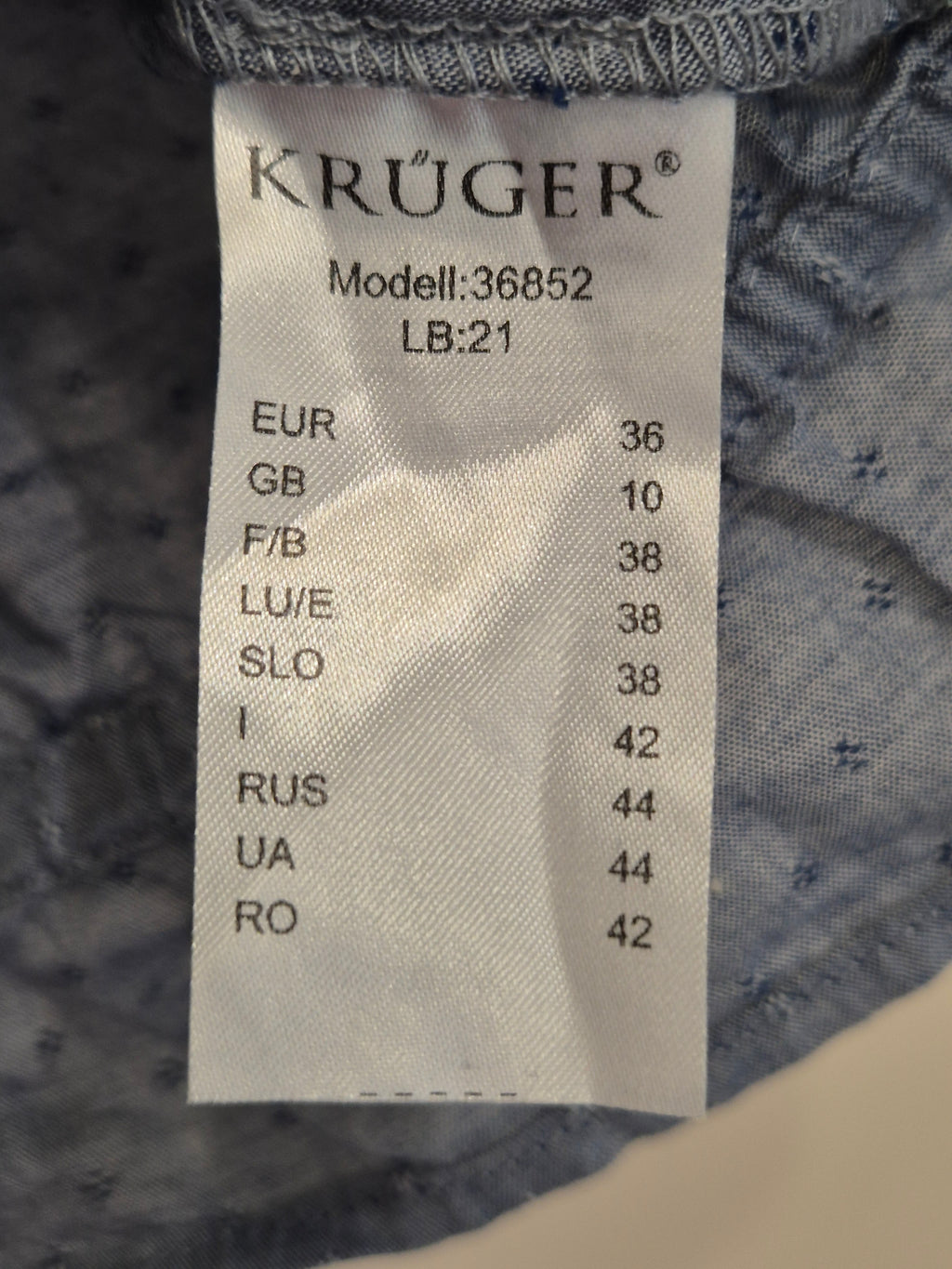 Krüger Madl Embroidered Blouse Blue/Red, EU 36, Good Condition