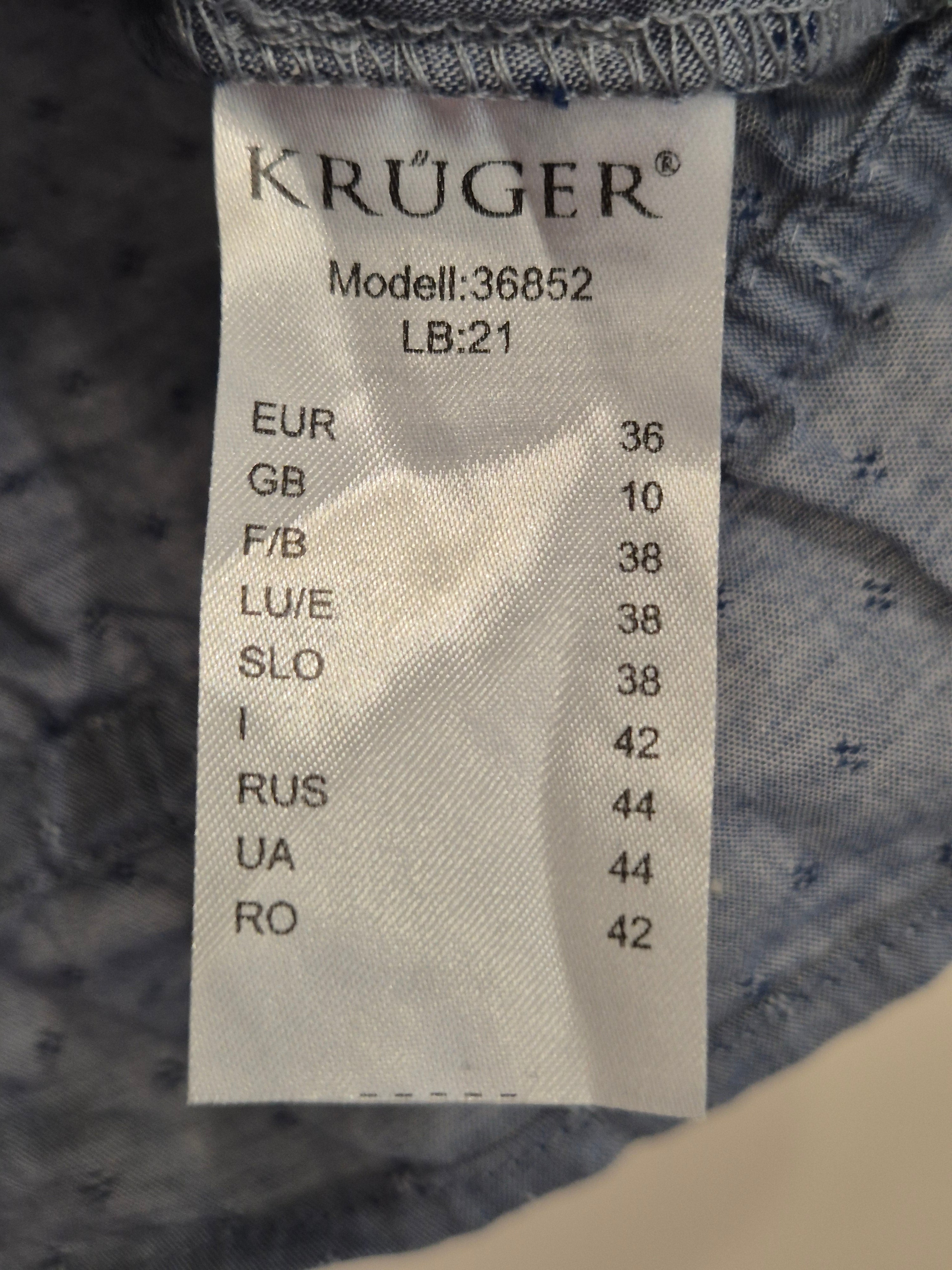 Krüger Madl Embroidered Blouse Blue/Red, EU 36, Good Condition
