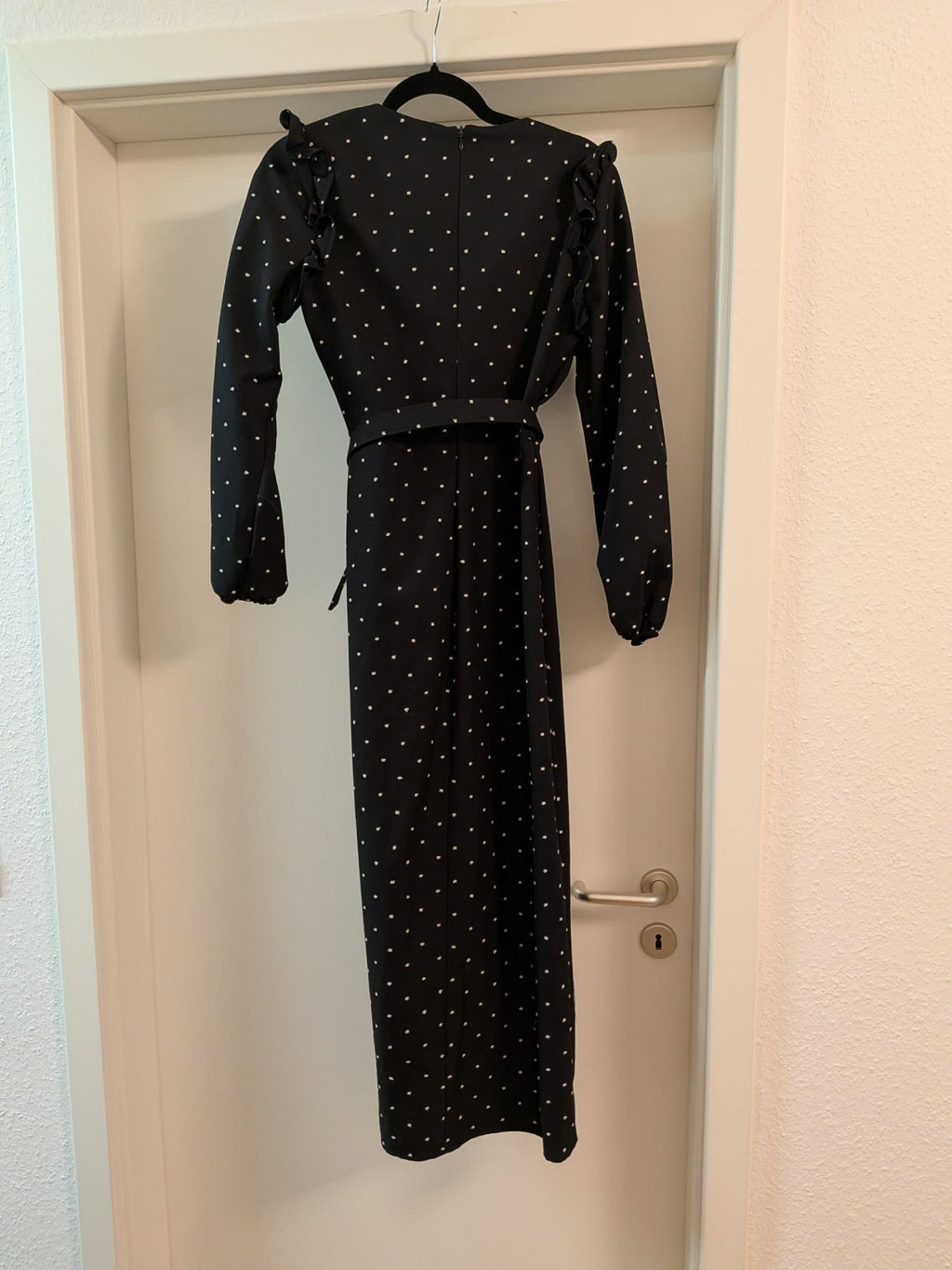 Rumelia Black Polka Dot Midi Dress, Size 38, Very Good Condition