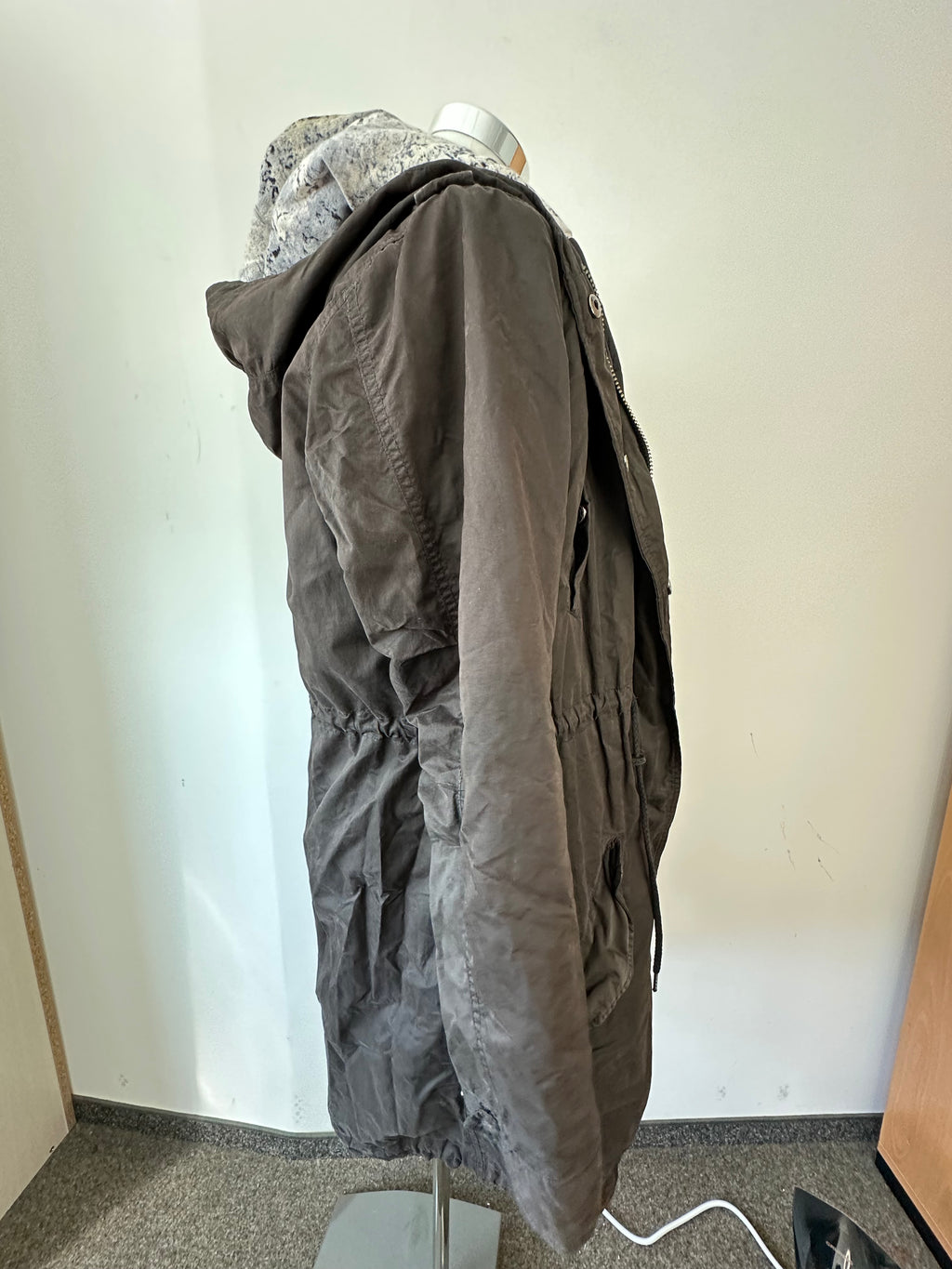 Maison Scotch Wolljacke mit Lederdetails – Schwarz, Gr. 38/M, guter Zustand