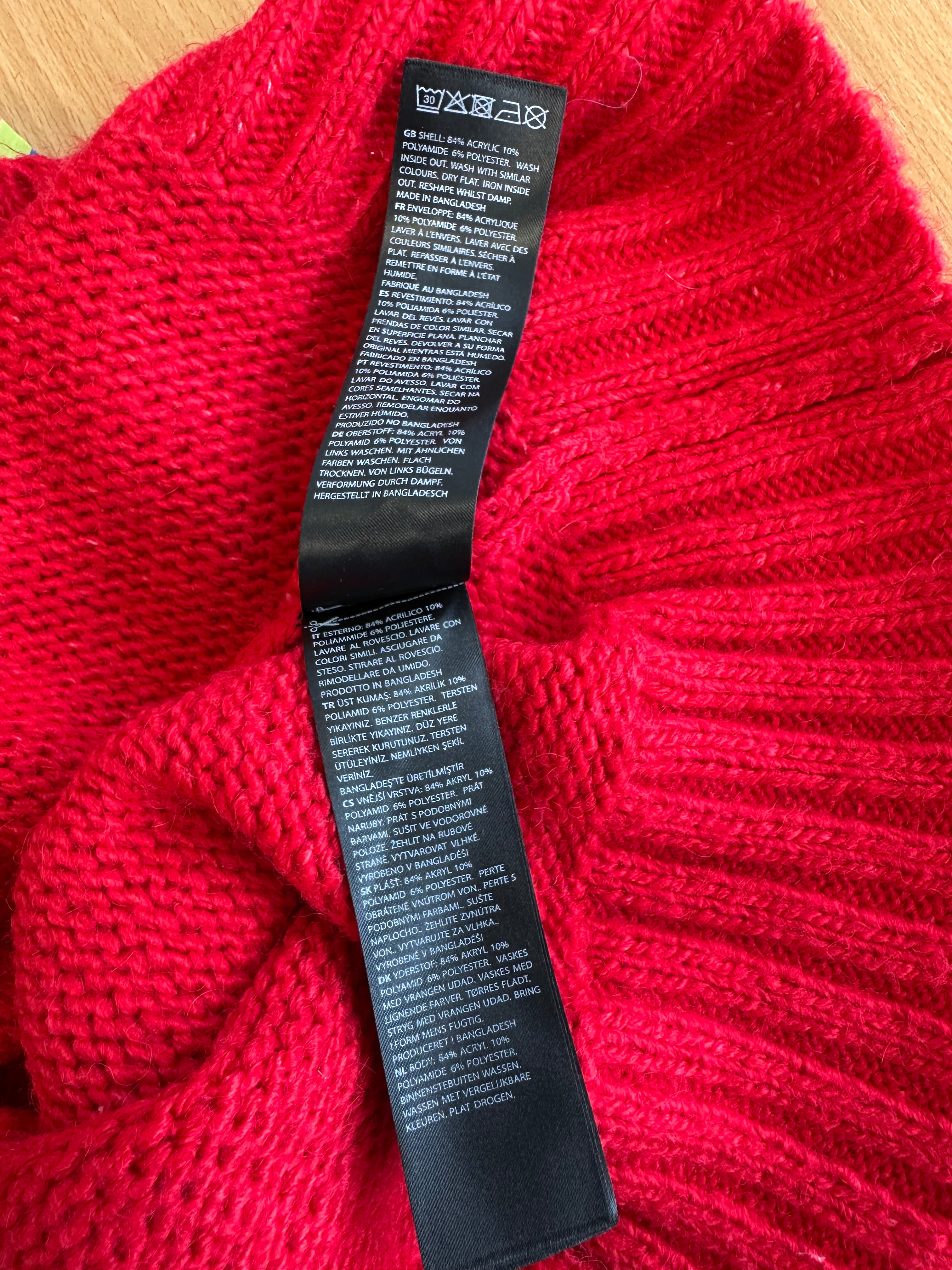 NA-KD Oversized Knit Sweater Red Large Very Good Condition