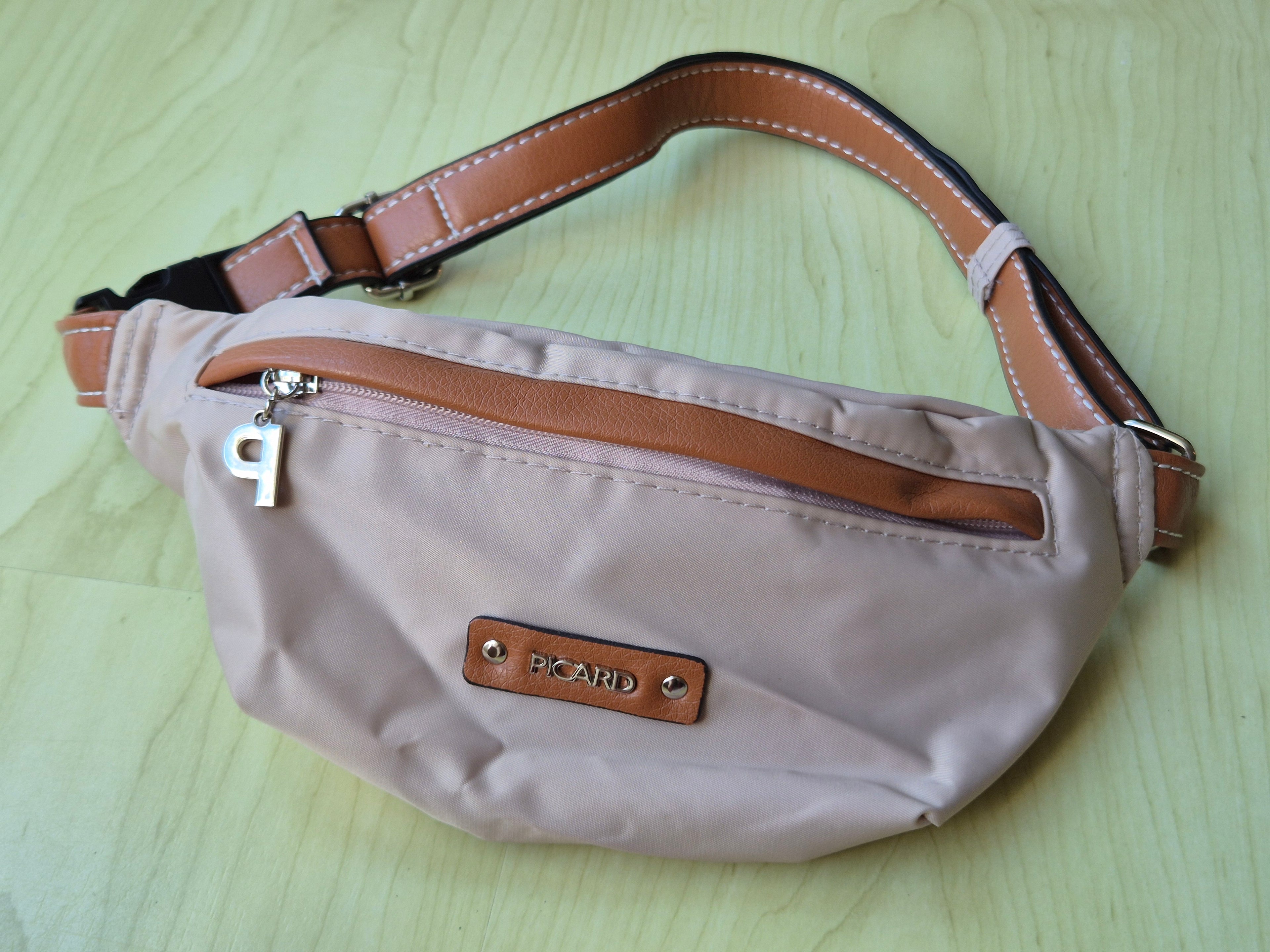 Picard Belt Bag, Nylon & Leather, Cream-Cognac, Small, Like New