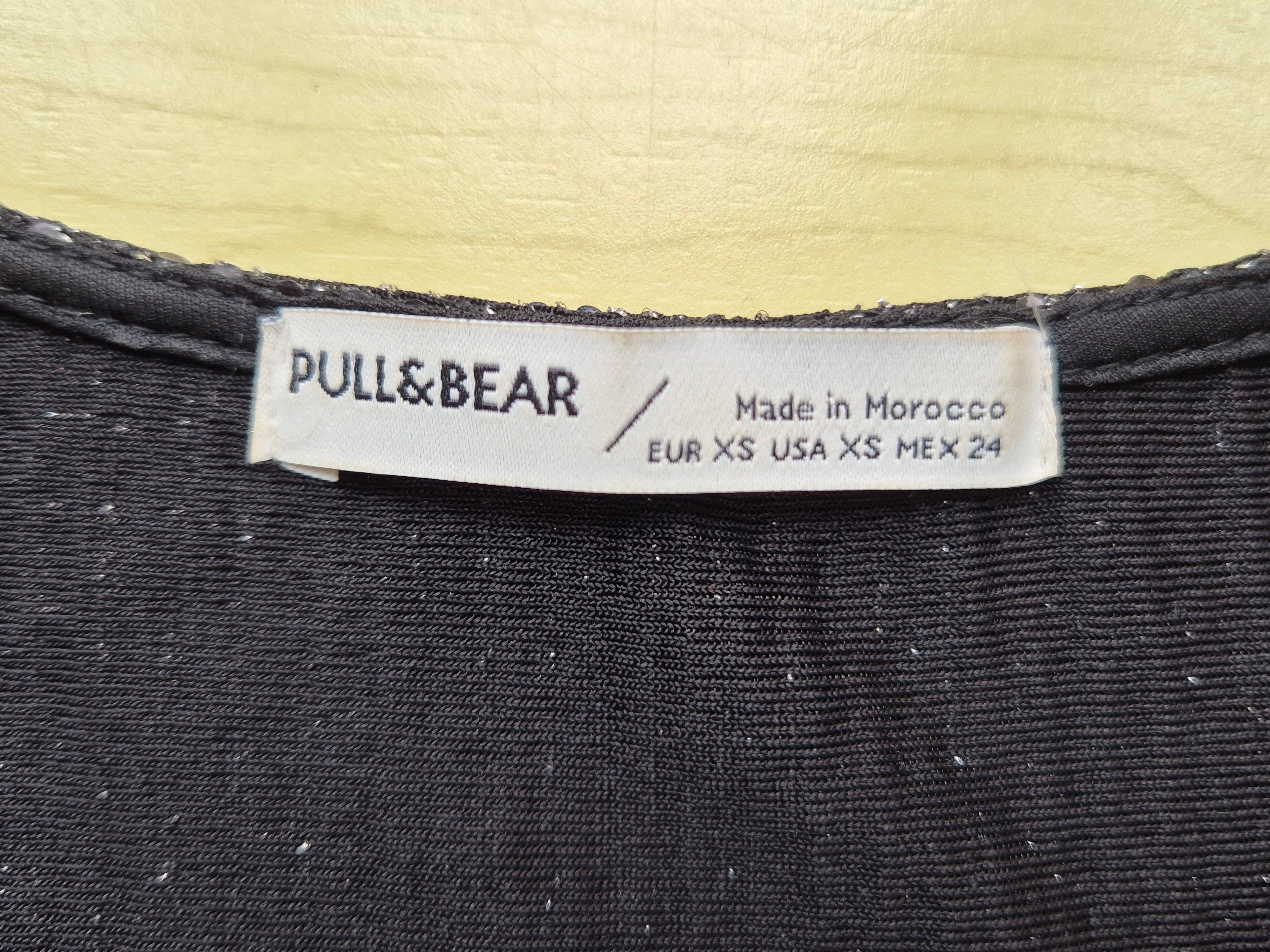 Pull&Bear Sequin Long Sleeve Bodysuit | XS | Black | Very Good