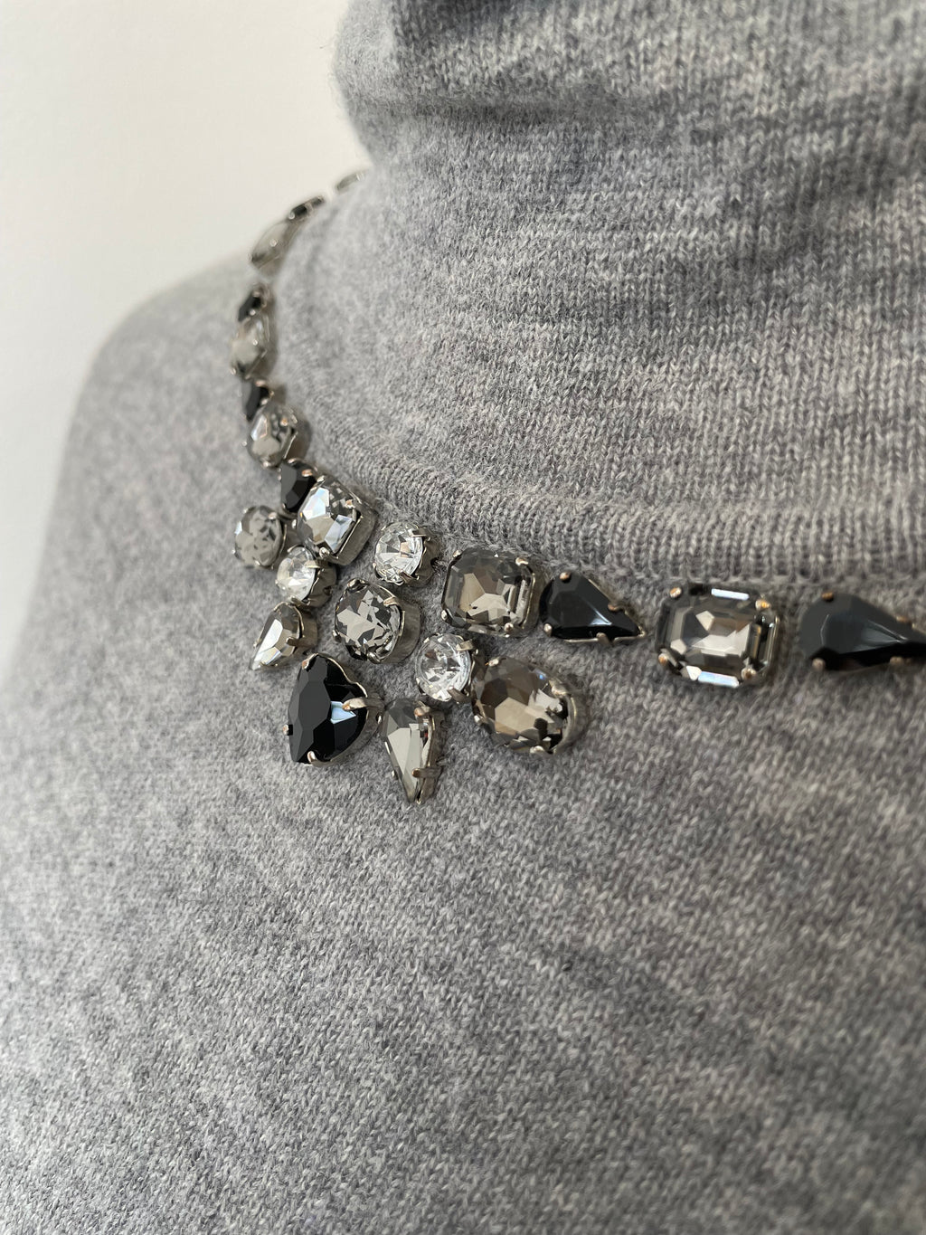 Blue Grey Embellished Turtleneck Jumper Wool Cashmere EU 36 Very Good