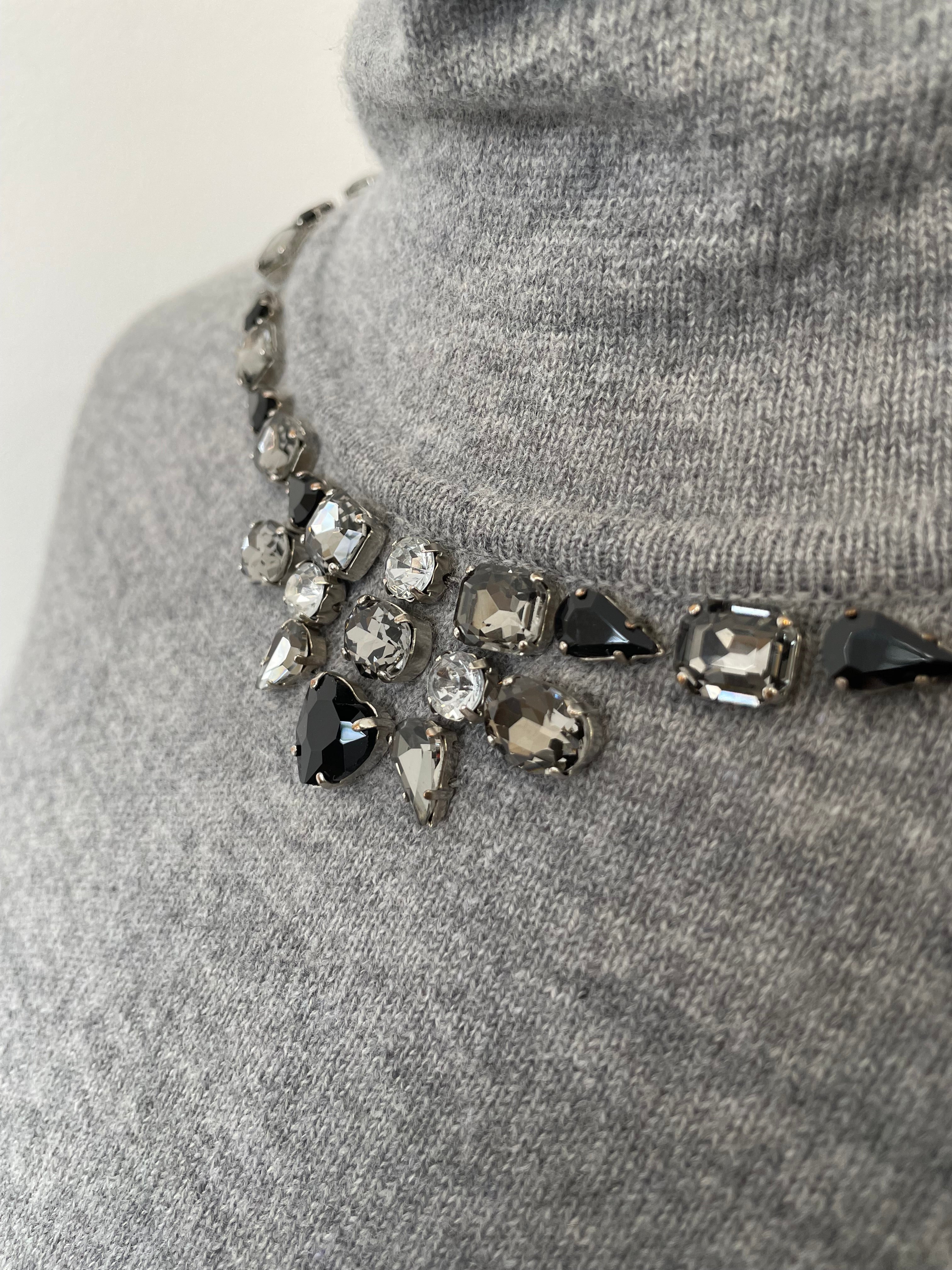 Blue Grey Embellished Turtleneck Jumper Wool Cashmere EU 36 Very Good