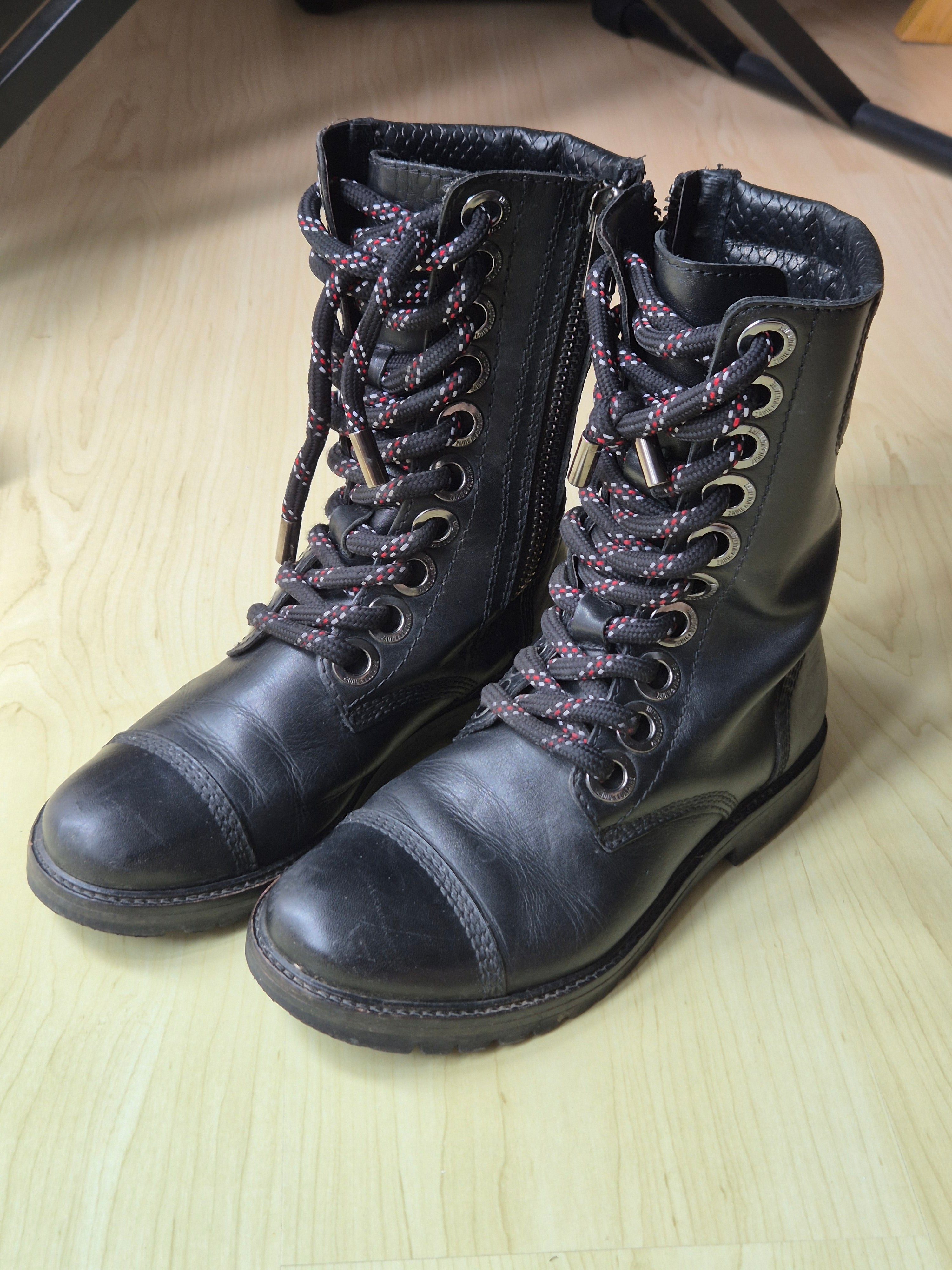 Zadig & Voltaire Joe Leather Combat Boots Black EU 37 Poor Condition