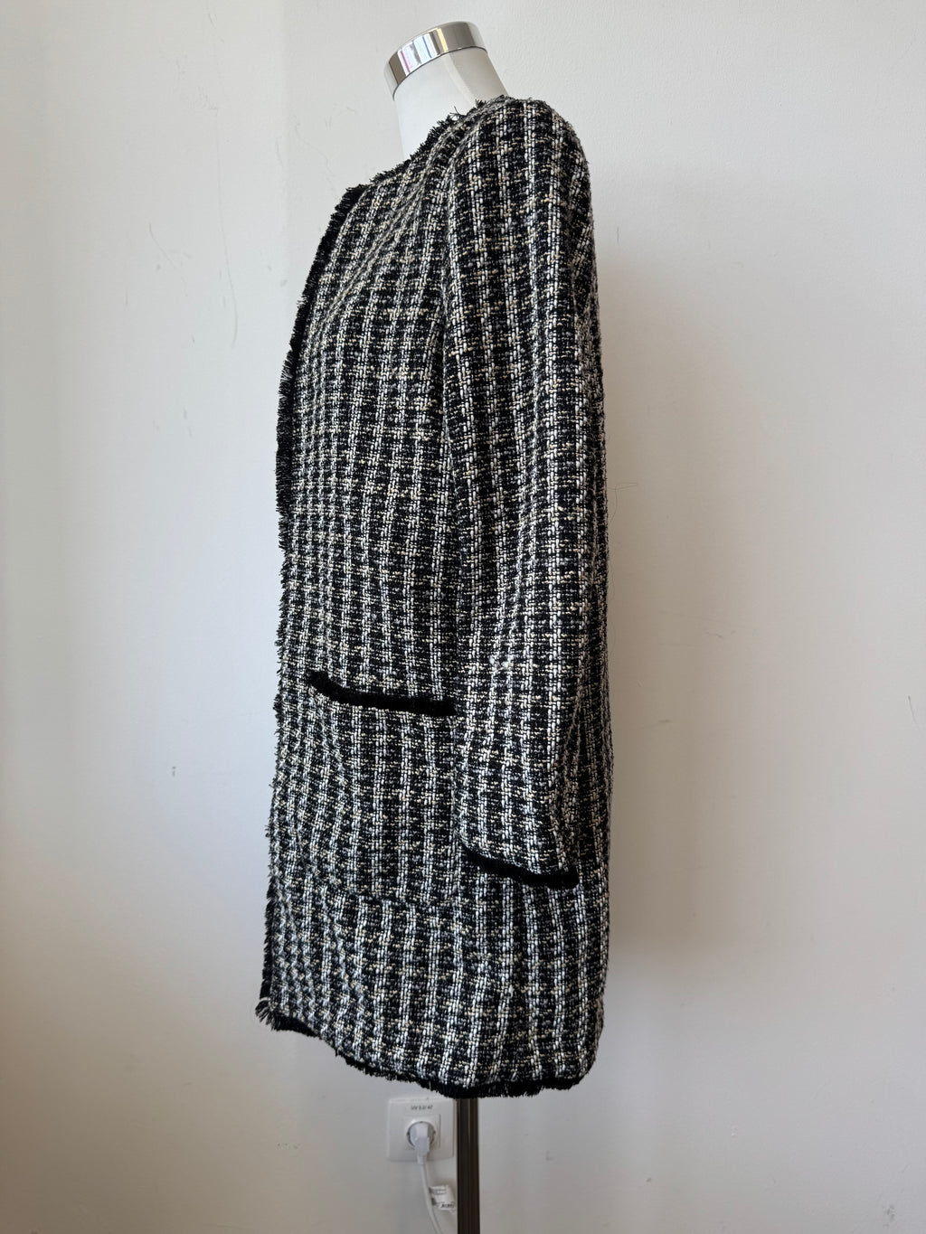 Zara Tweed Mantel, EU 40, Schwarz-Weiß, sehr guter Zustand