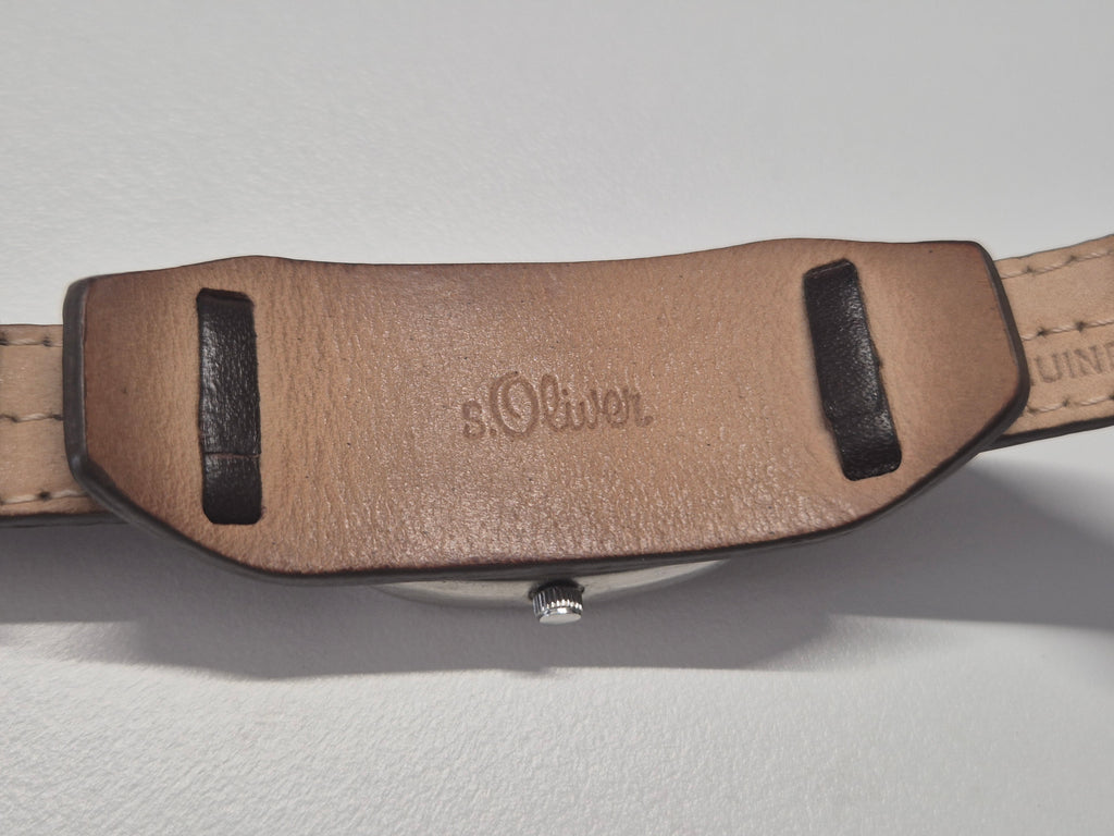 s.Oliver SO-1709-LQ Uhr, rechteckig, Quarz, Edelstahl, Lederarmband, gut