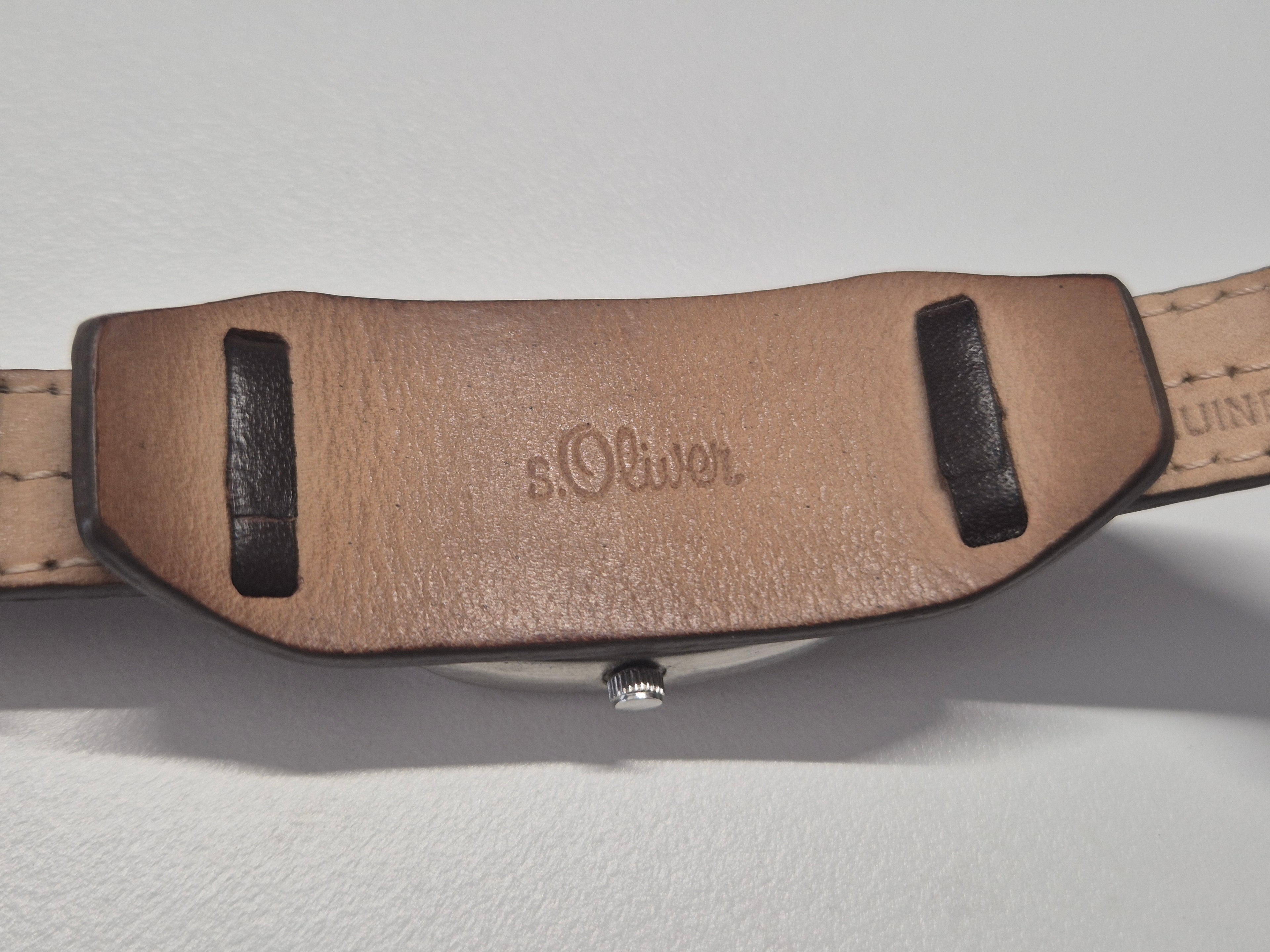 s.Oliver SO-1709-LQ Uhr, rechteckig, Quarz, Edelstahl, Lederarmband, gut