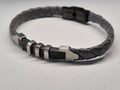 G&B Men's Leather Bracelet – Braided Gray, Stainless Steel Clasp, Good Condition