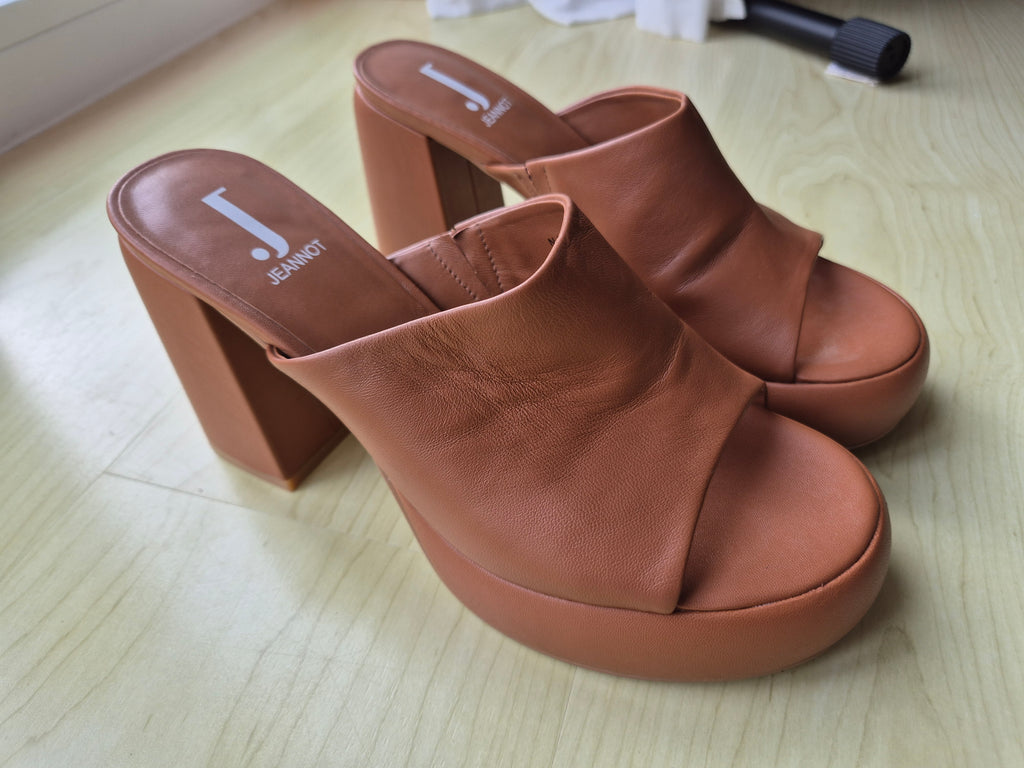 Jeannot Leder Plateau Sandalen Cuoio, EU 39 – Sehr guter Zustand