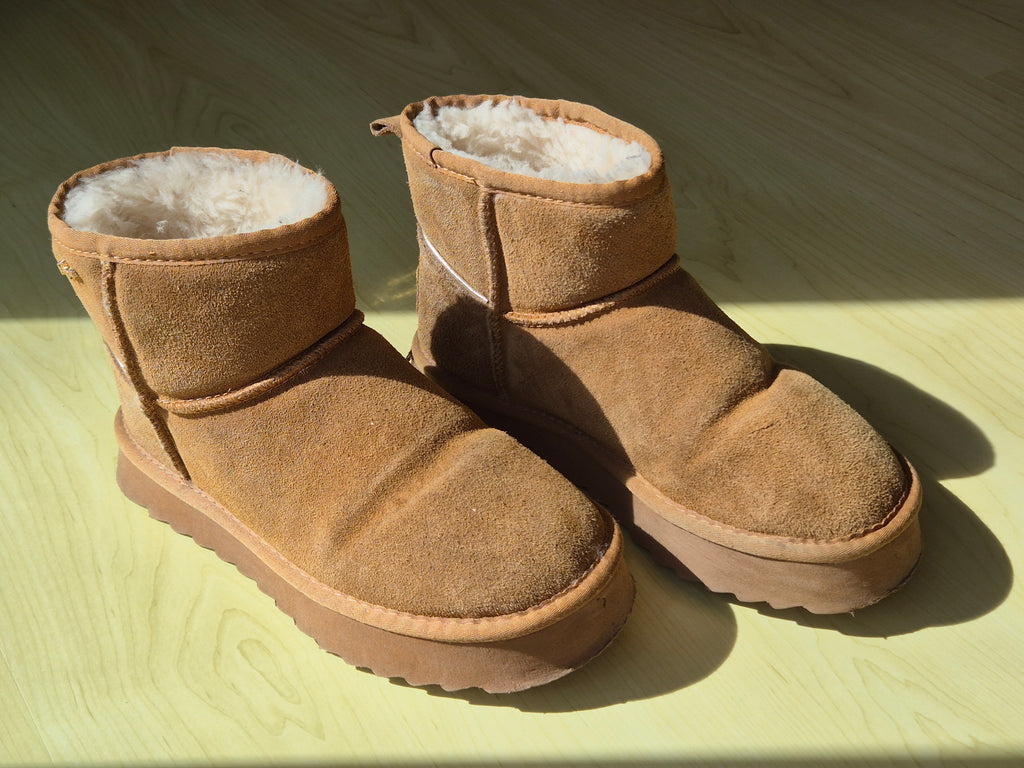 Mexx Damen Stiefeletten Wildleder Lammfellfutter EU 38 Chestnut