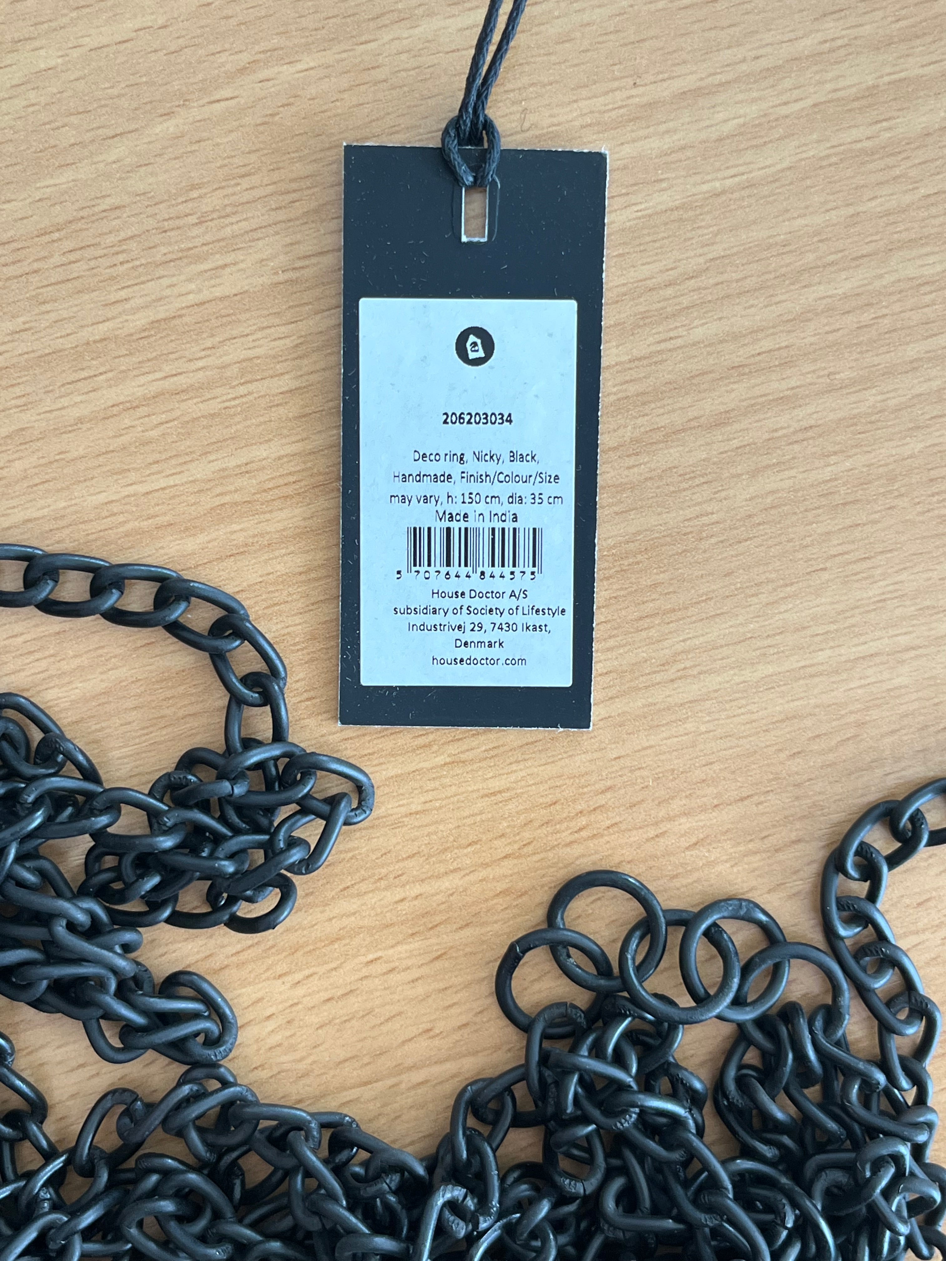 House Doctor Deco Ring Nicky Black Metal Hanging Ring Ø35cm Like New