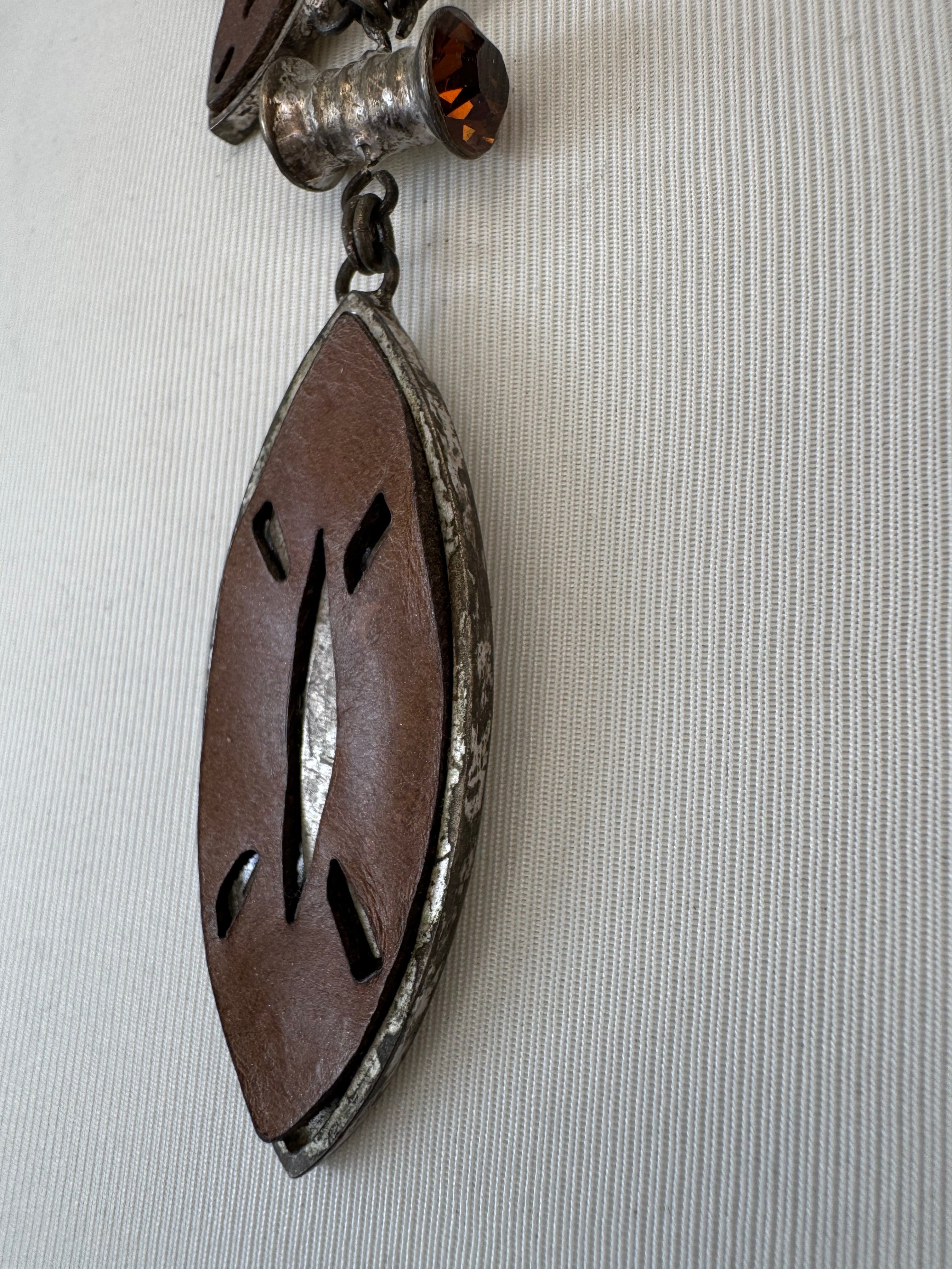 Konplott Leaf Pendant Long Necklace Silver Tone Metal 80-90cm Normal Use