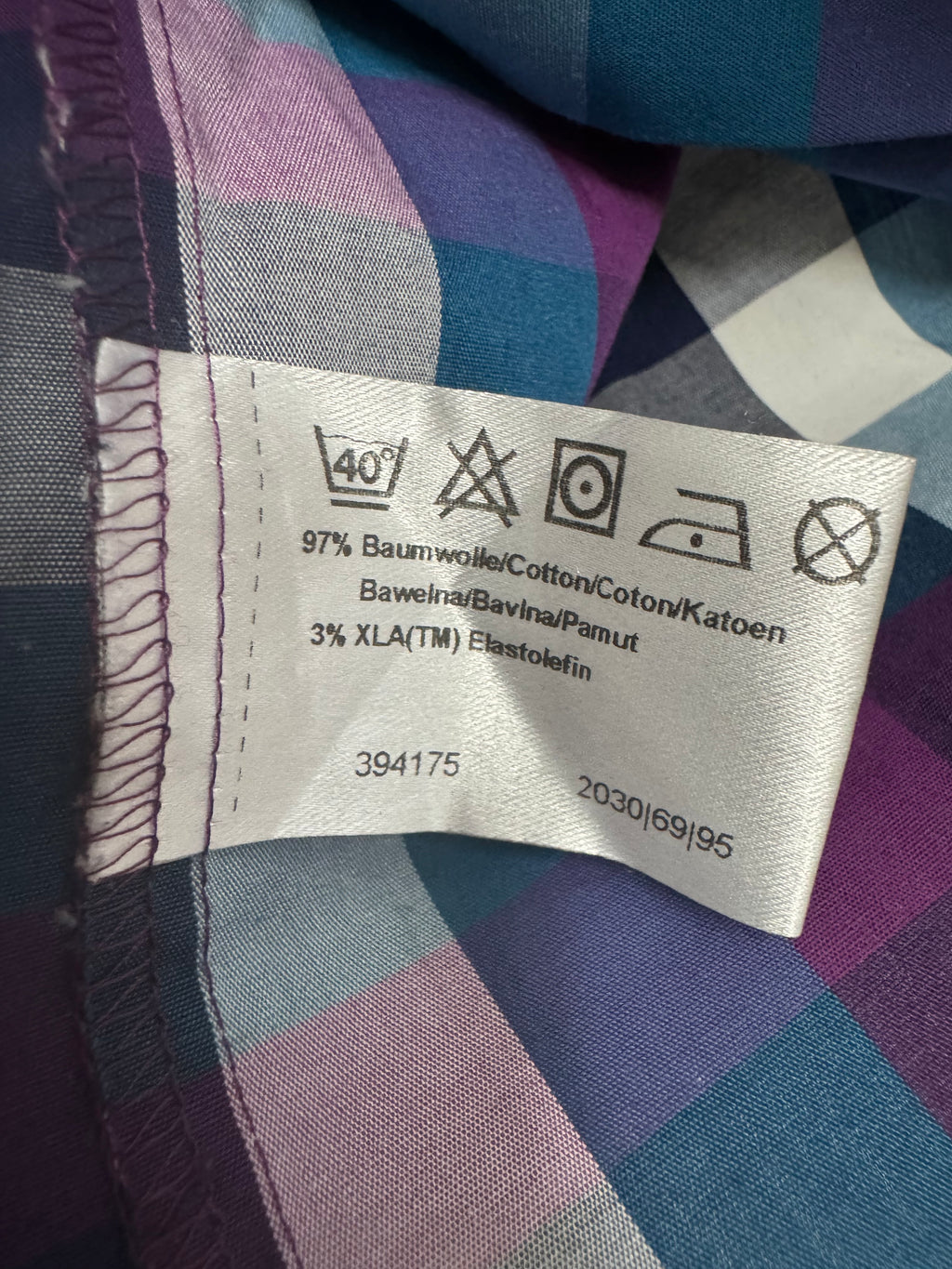 OLYMP Level Five Body Fit Shirt, 39/40, Multicolor Plaid, Good Condition