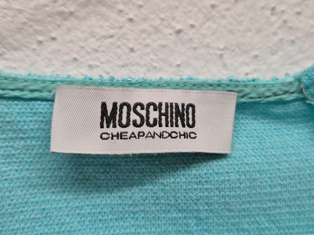 Moschino Cheap & Chic Kleid Türkis Glitzer Strick Gr. M, guter Zustand