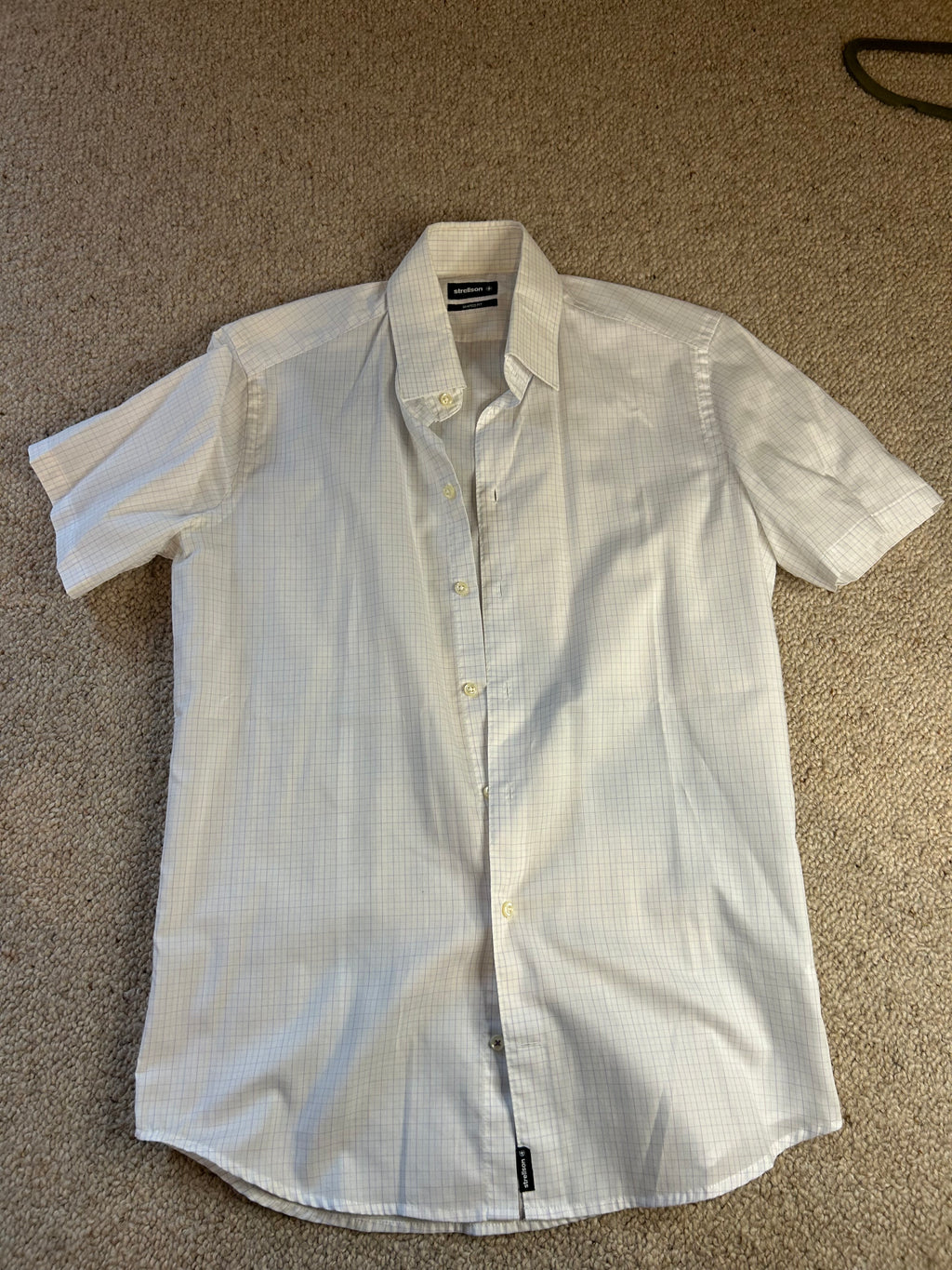 Strellson Shaped Fit Short-Sleeve Dress Shirt, Size 38, White, Very Good