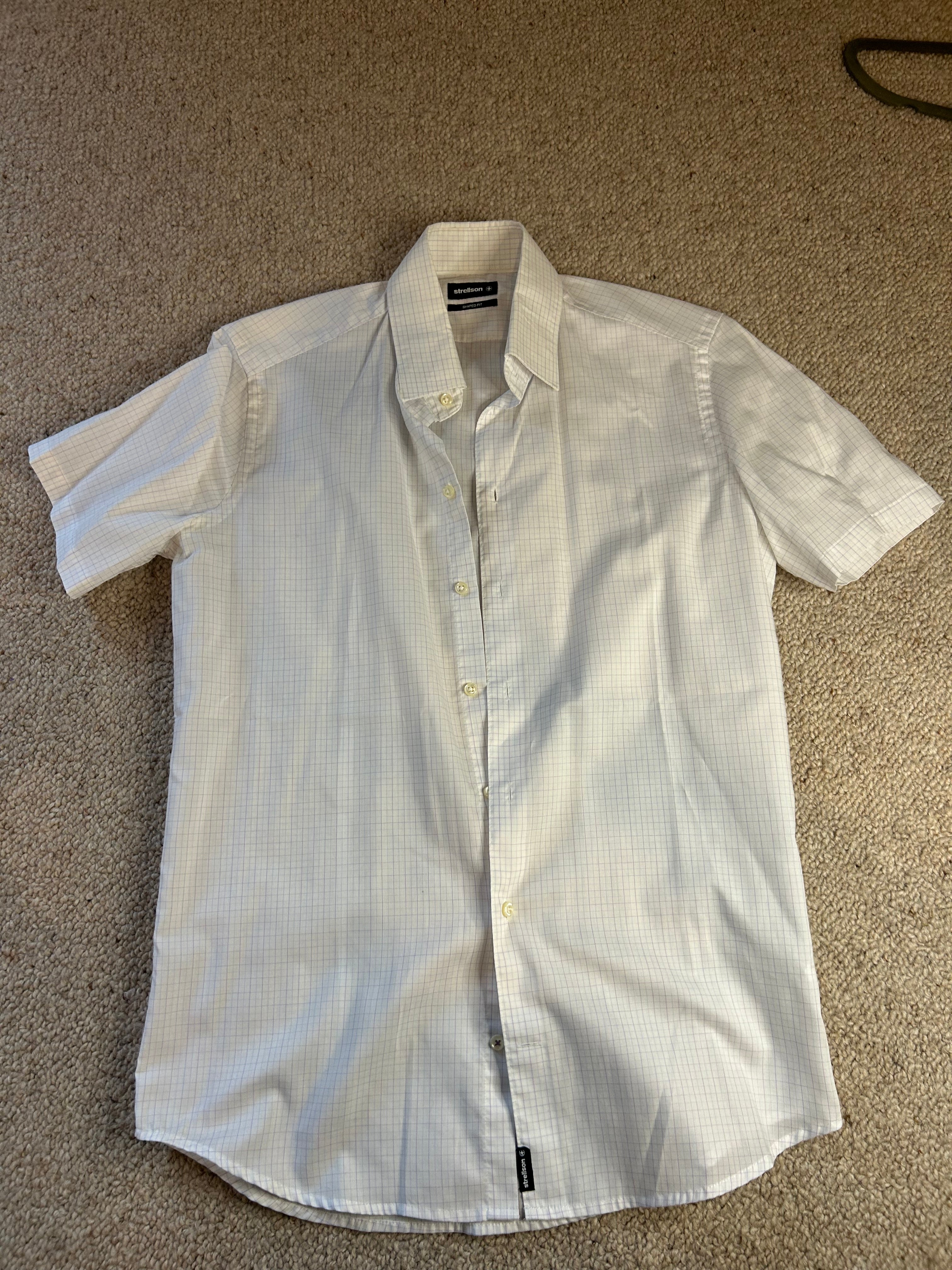 Strellson Shaped Fit Short-Sleeve Dress Shirt, Size 38, White, Very Good