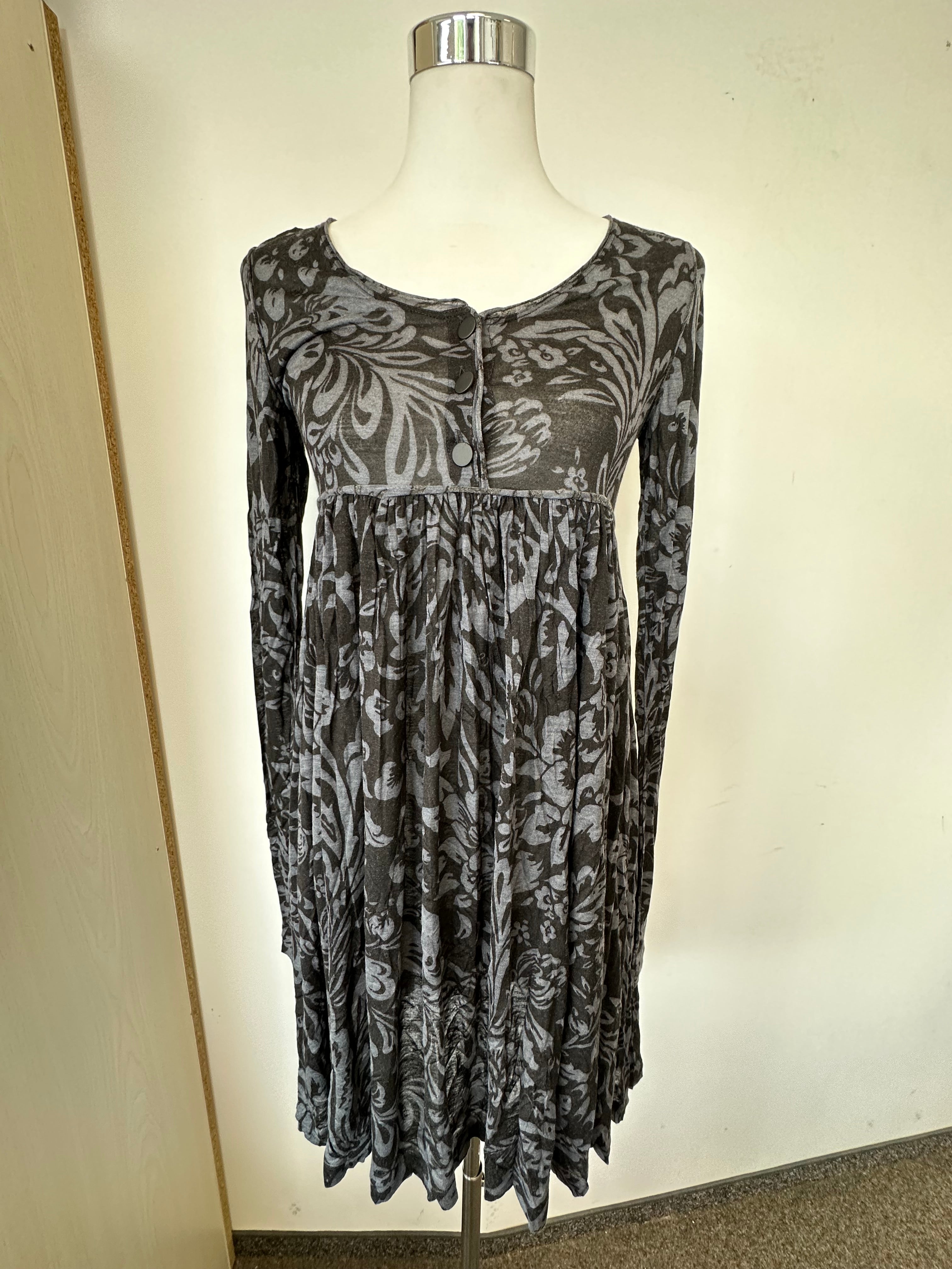Stella McCartney Samtkleid Floral, Schwarz/Grau, EU 42, Guter Zustand