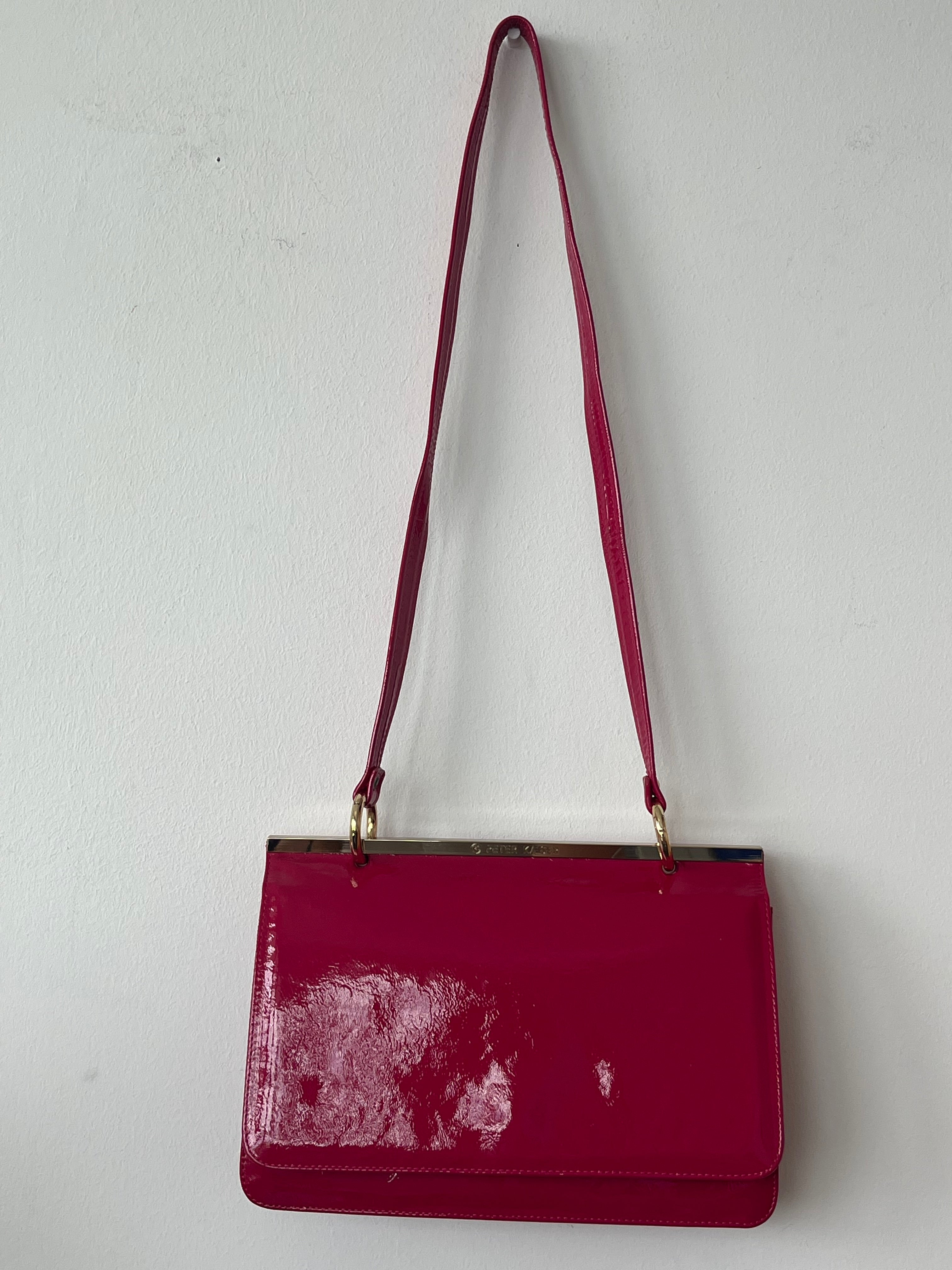 Peter Kaiser Magenta Lackleder Schulter-/Clutch-Tasche – Sehr guter Zustand