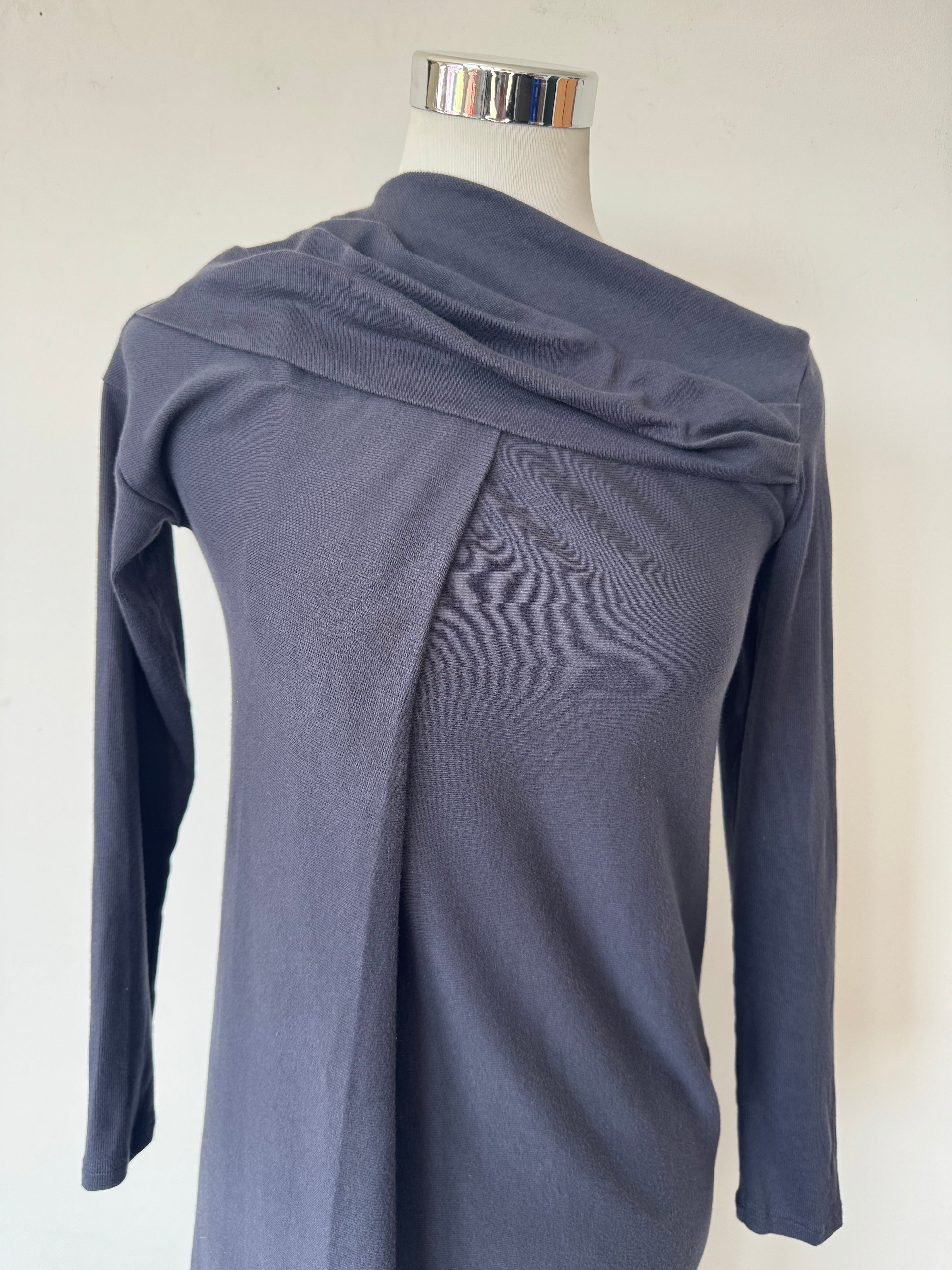 Brunello Cucinelli Cowl Neck Wollmix Kleid Navy M Sehr Gut