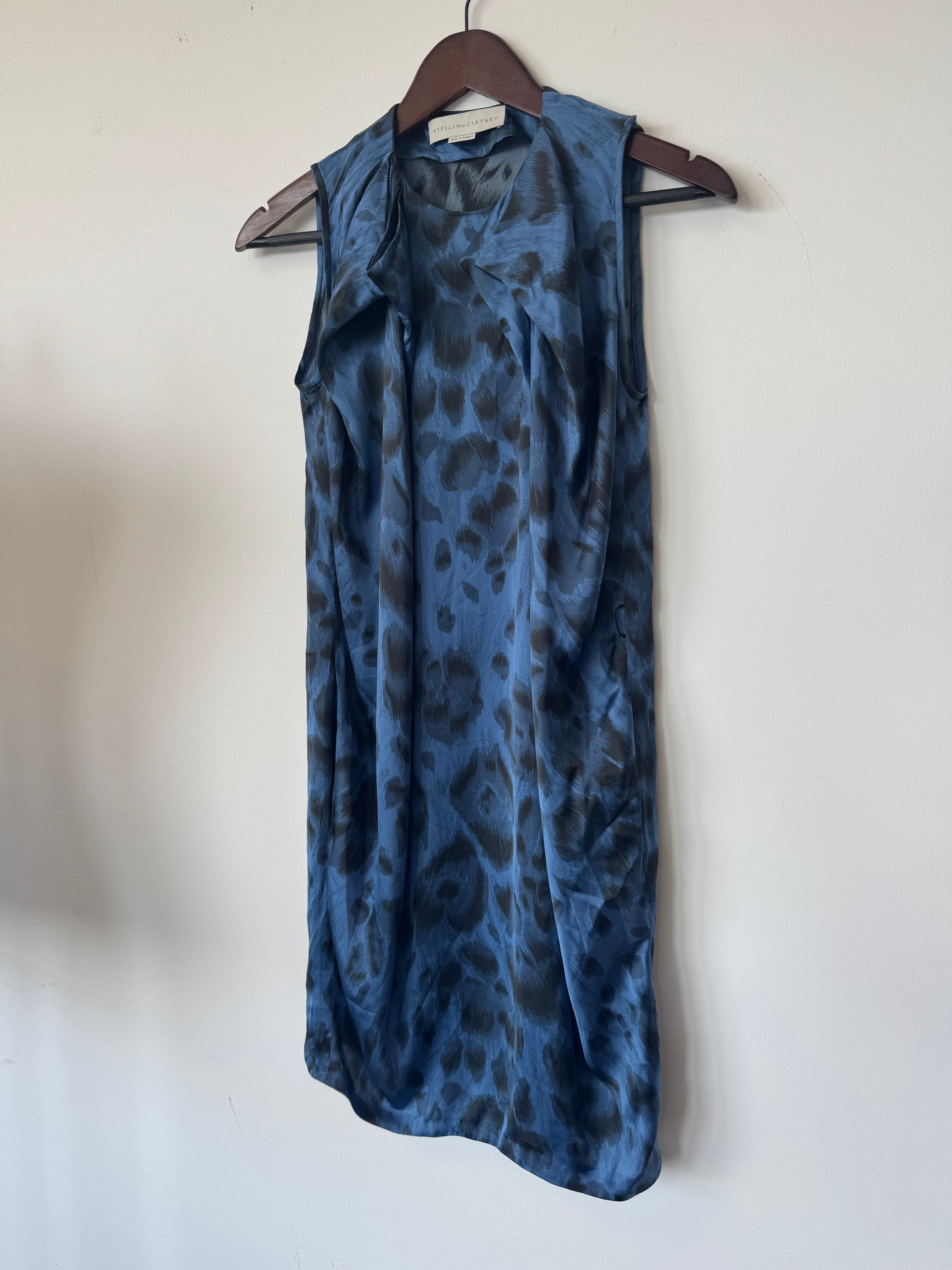 Stella McCartney Kleid 100% Seide, Gr. 36, Blau-Schwarz, Sehr guter Zustand