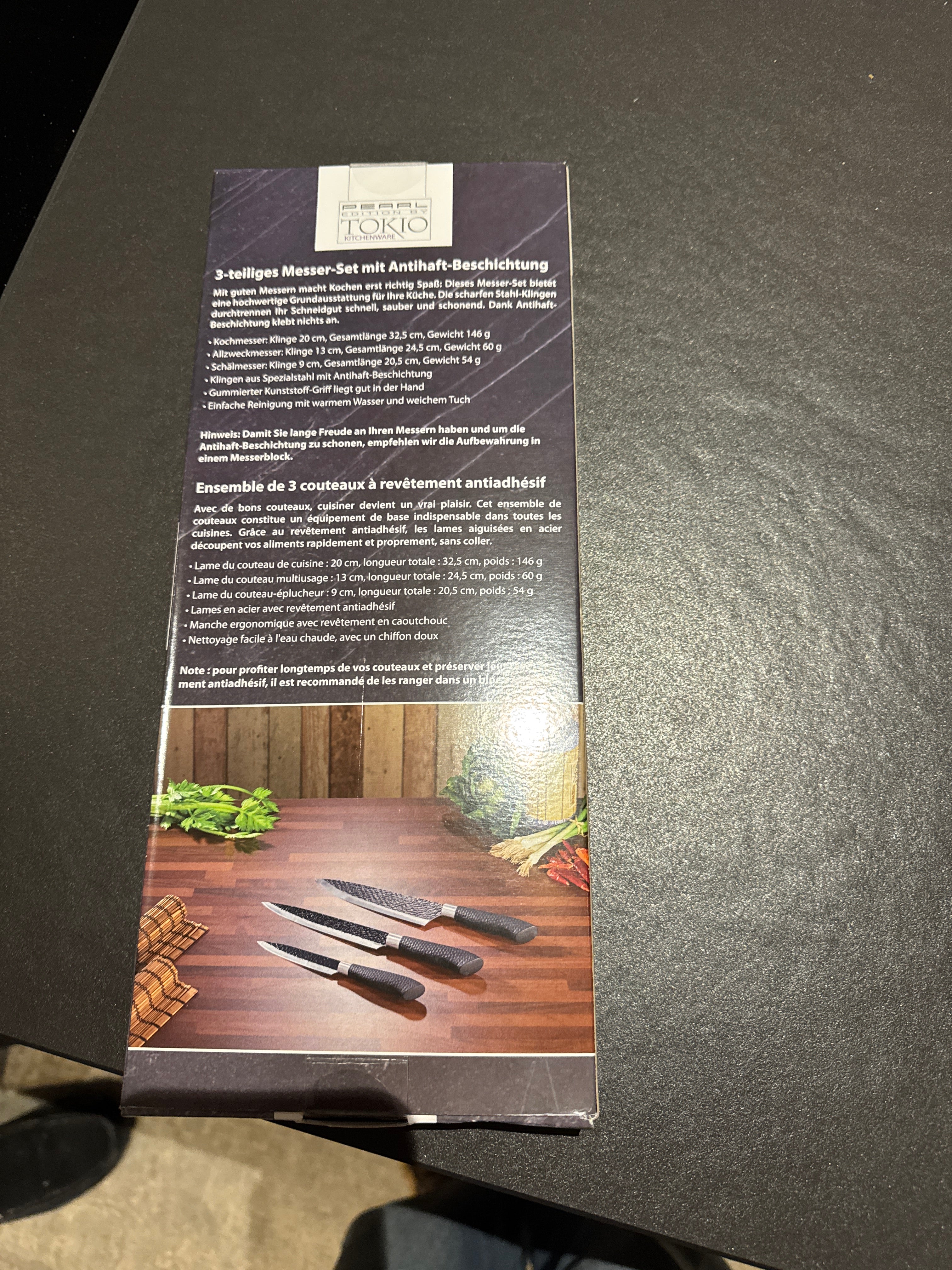 NEW Pearl Edition by Tokio Kitchenware 3-Piece Knife Set, Black, Sealed Box