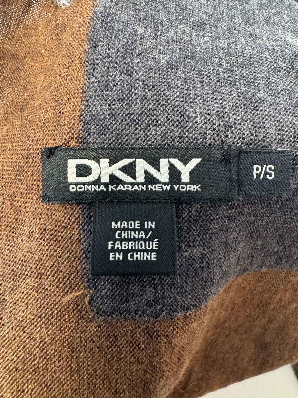 DKNY Color-Block Sequin Open-Front Cardigan Brown/Grey Size S Good Condition