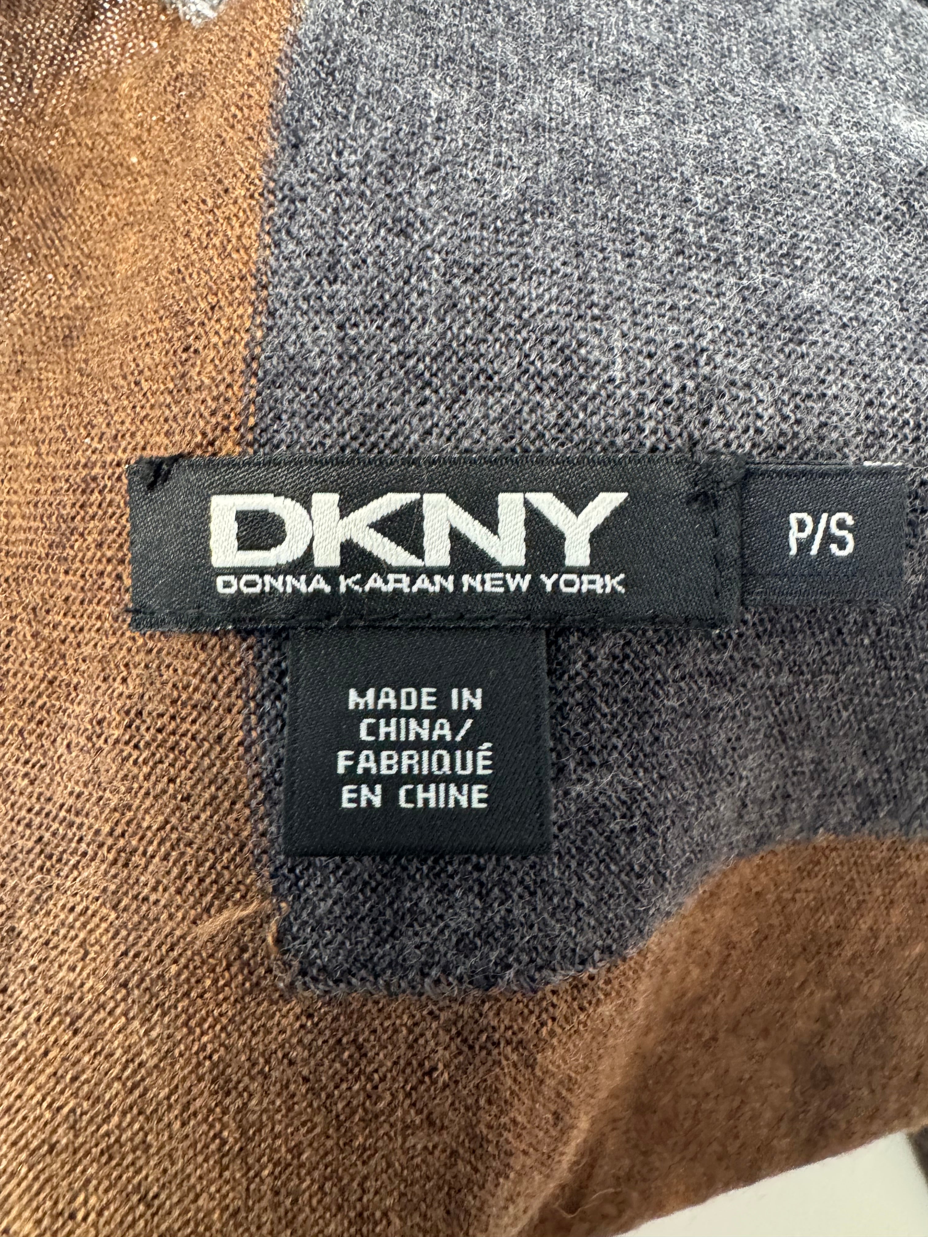 DKNY Color-Block Sequin Open-Front Cardigan Brown/Grey Size S Good Condition