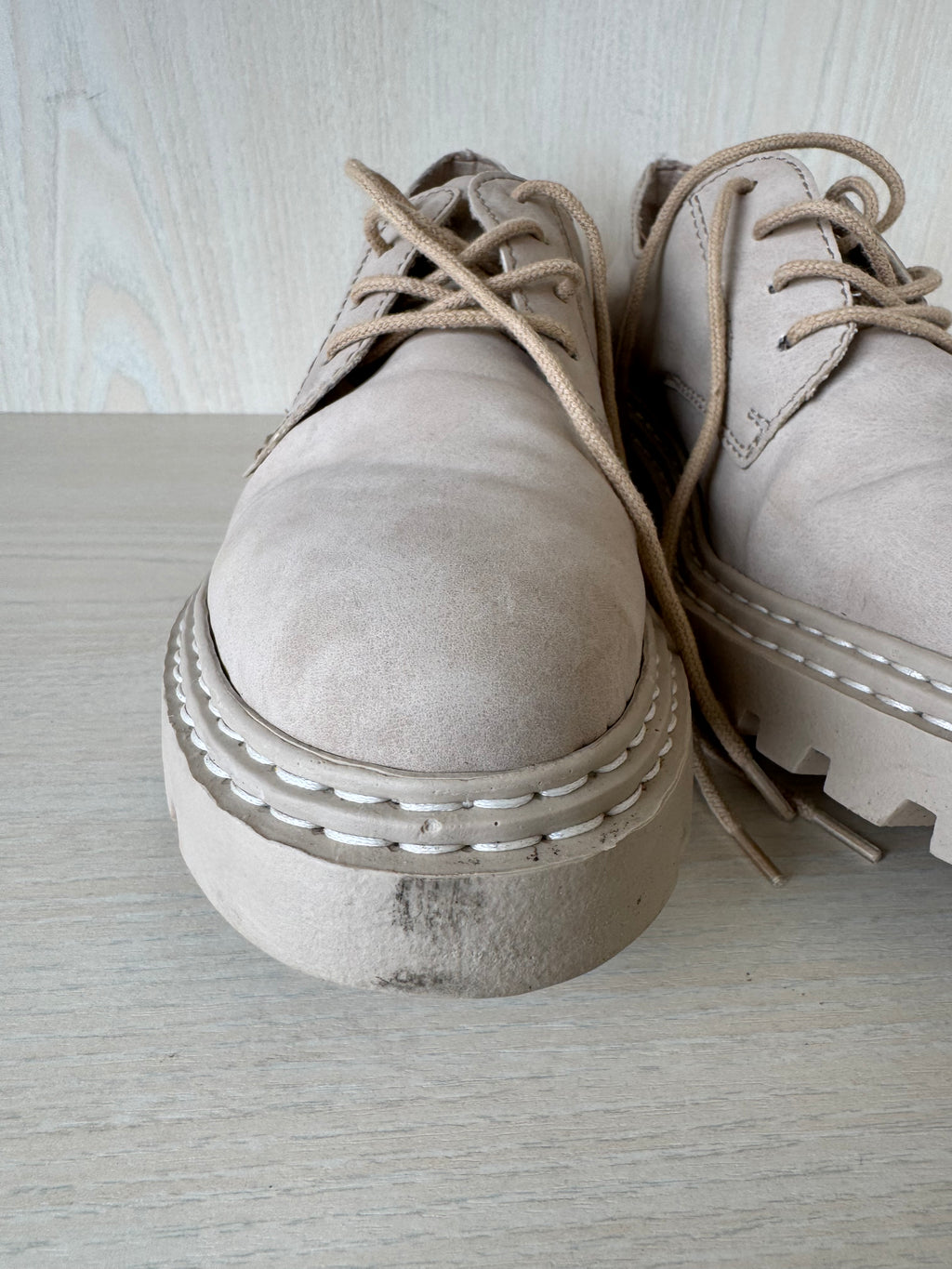 Rieker Damen Schnürschuhe Leder Beige Gr. 39 Guter Zustand