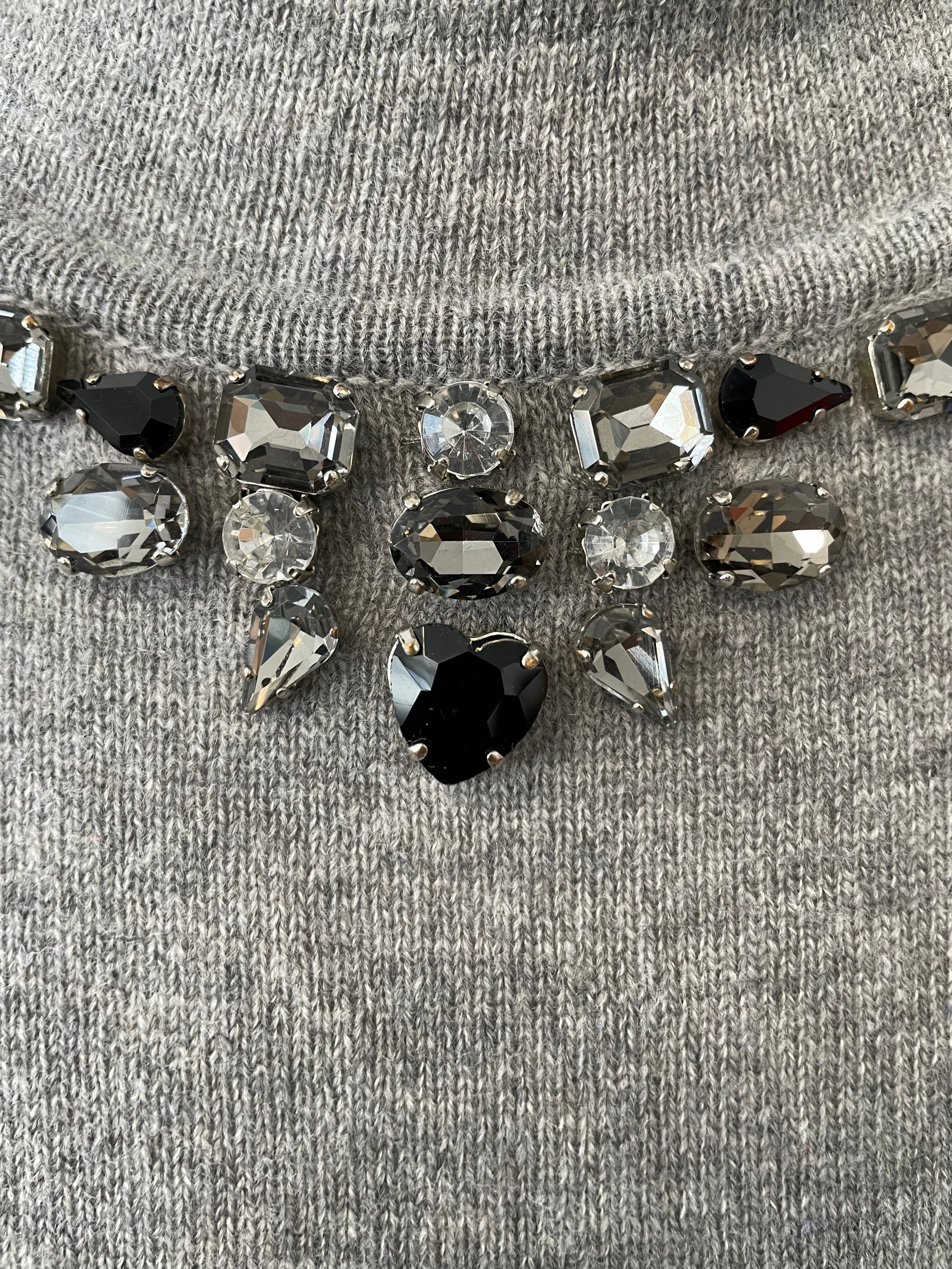 Blue Grey Embellished Turtleneck Jumper Wool Cashmere EU 36 Very Good