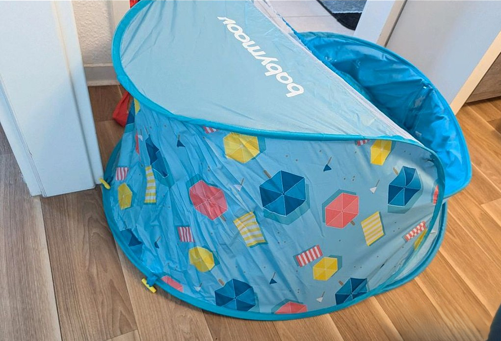 Babymoov Aquani 3-in-1 Spielzelt | Pool & Sonnenschutz | Blau | Gut