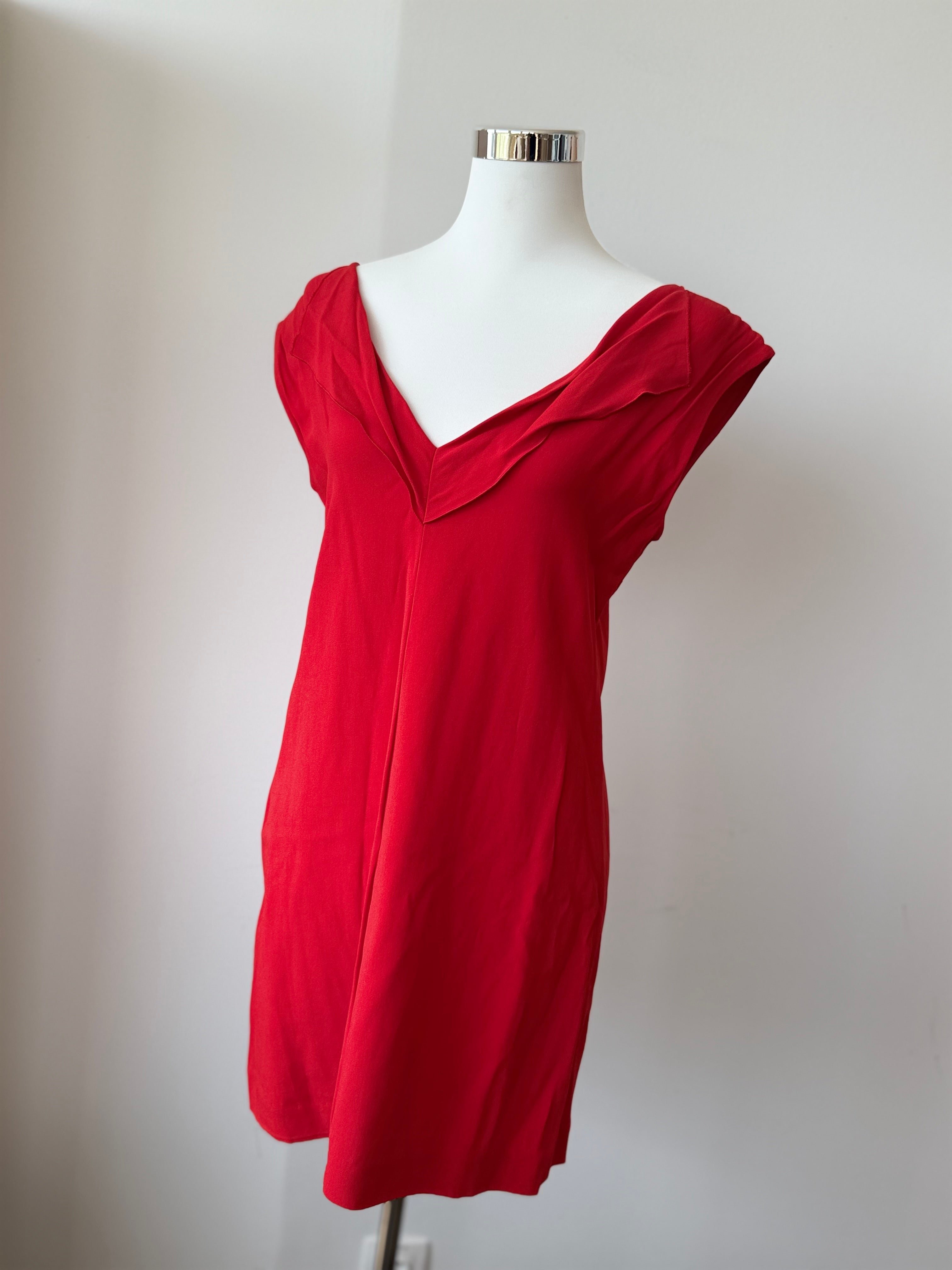 Stella McCartney Shiftkleid – Rot, EU 38, Sehr gut, mit Volants