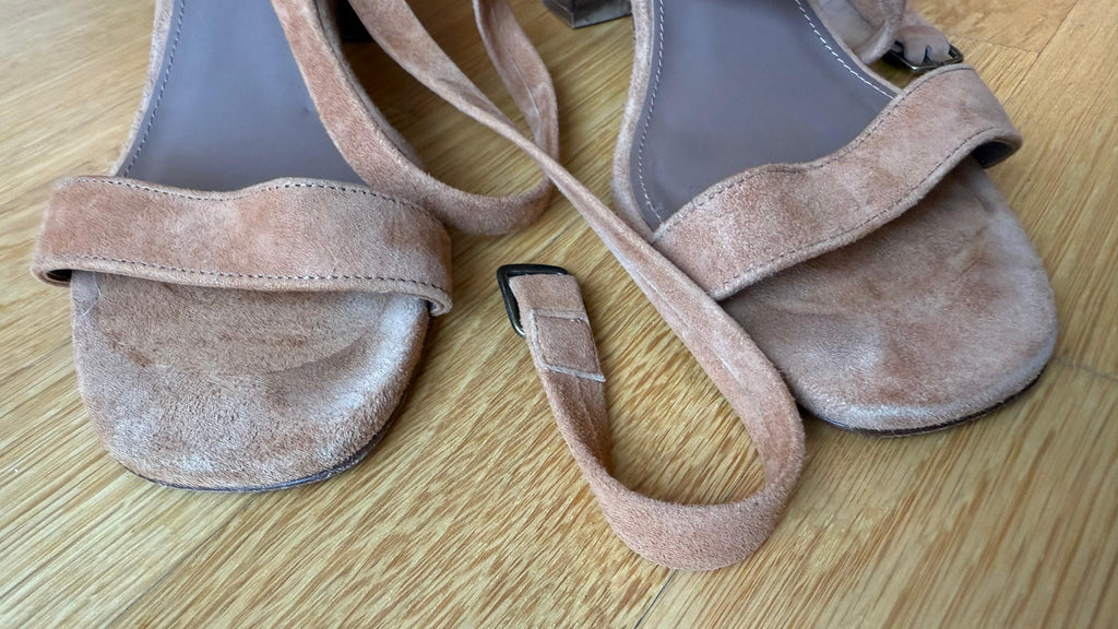 ba&sh Suede Block-Heel Sandals | EU 40 | Light Brown | Good Condition