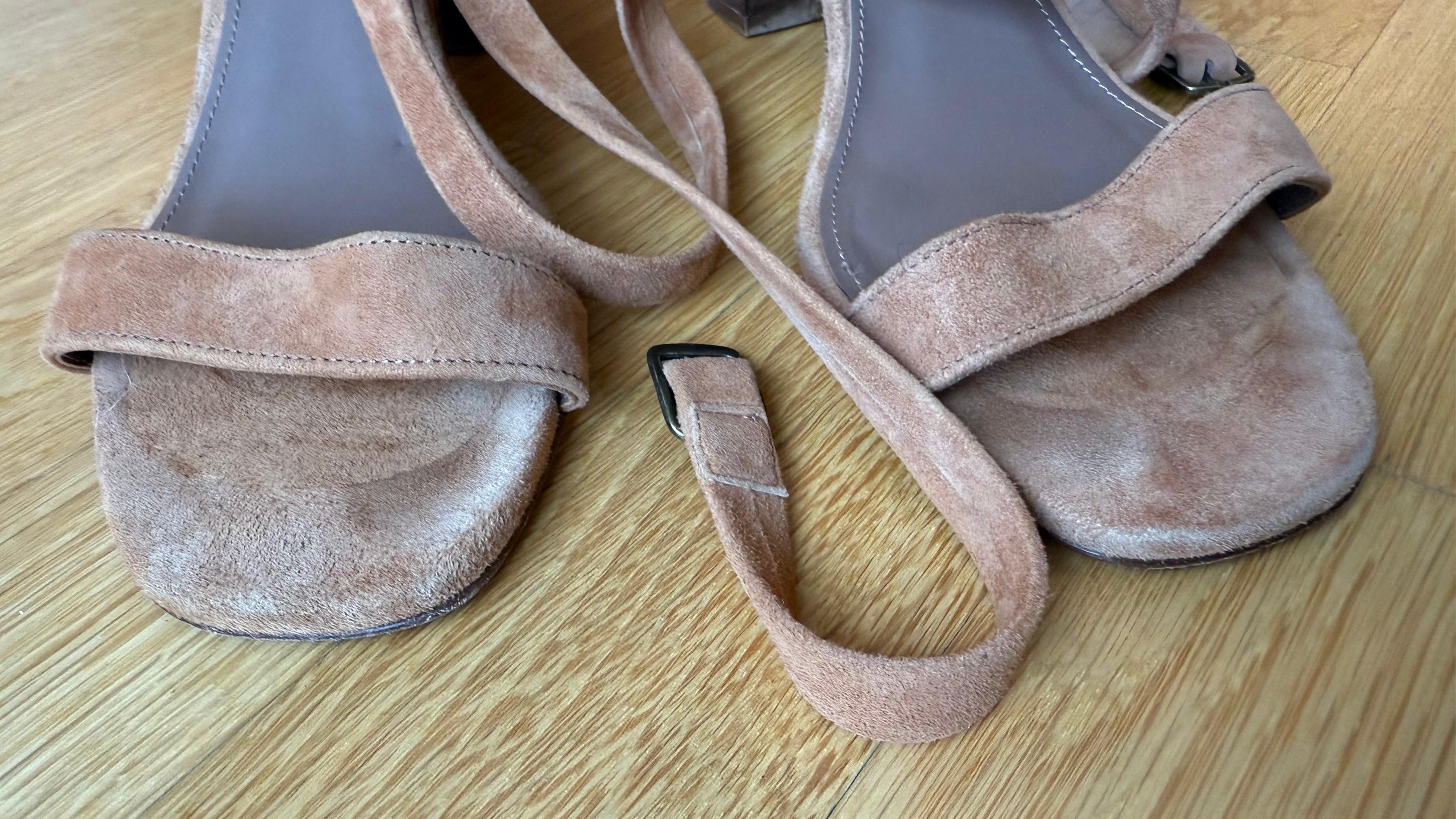 ba&sh Suede Block-Heel Sandals | EU 40 | Light Brown | Good Condition