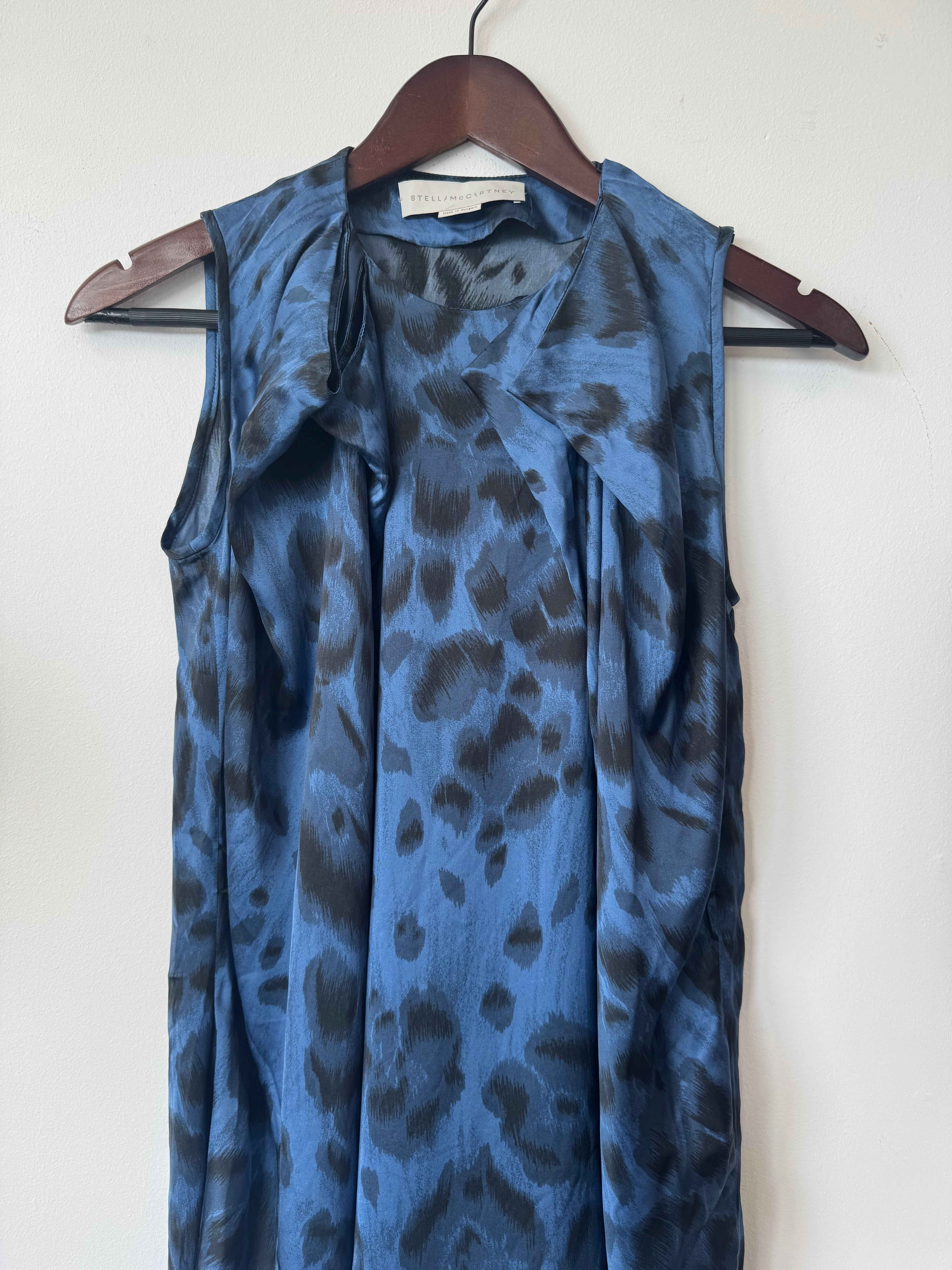 Stella McCartney Kleid 100% Seide, Gr. 36, Blau-Schwarz, Sehr guter Zustand