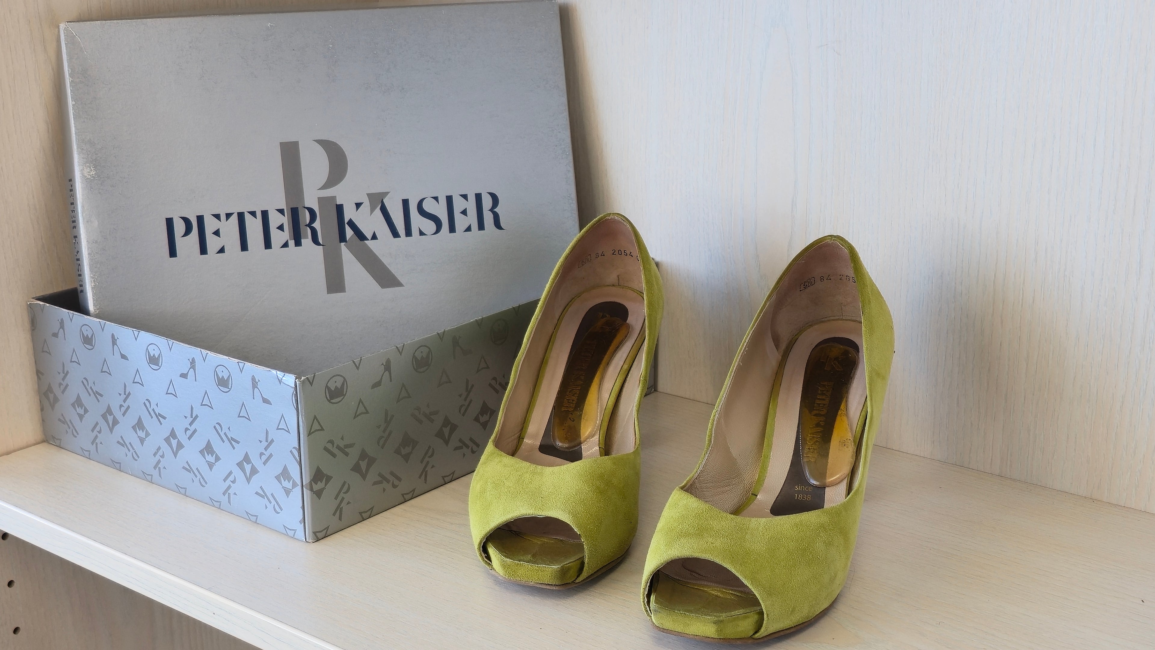Peter Kaiser Suede Peep-Toe Pumps – Limettengrün, EU 38.5, Gebraucht