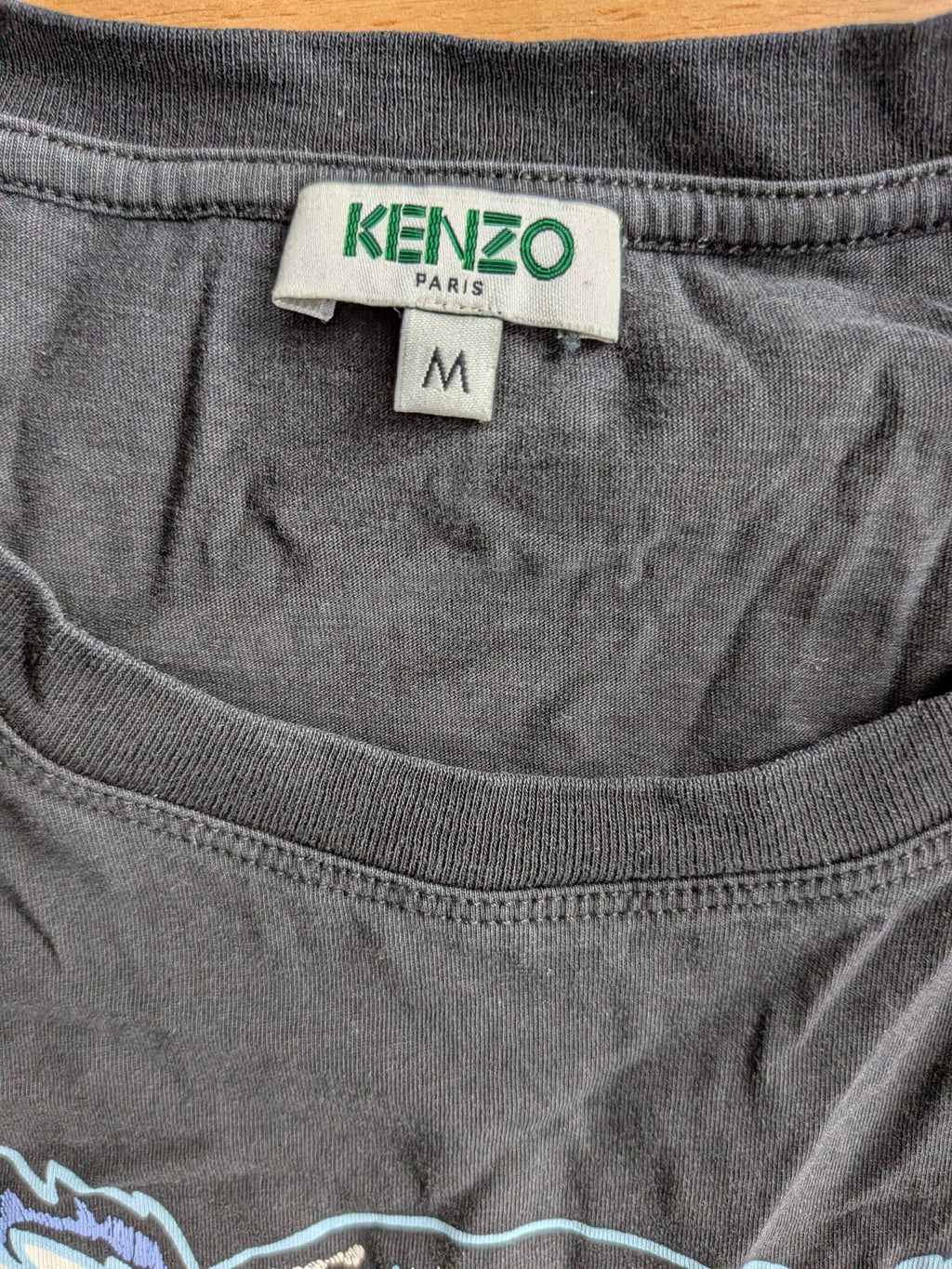 Kenzo Tiger Head T-Shirt Black Multicolor Print Size M – Good Condition
