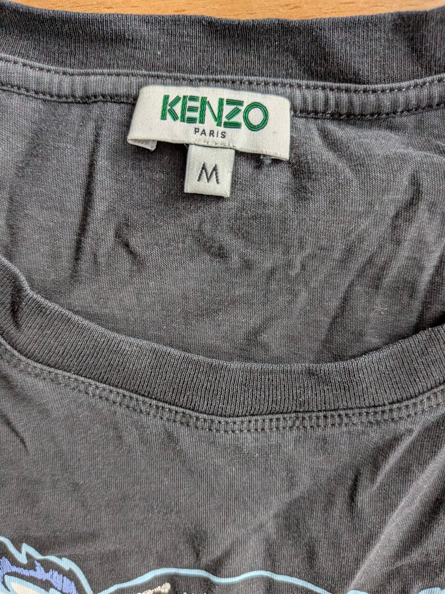 Kenzo Tiger Head T-Shirt Black Multicolor Print Size M – Good Condition