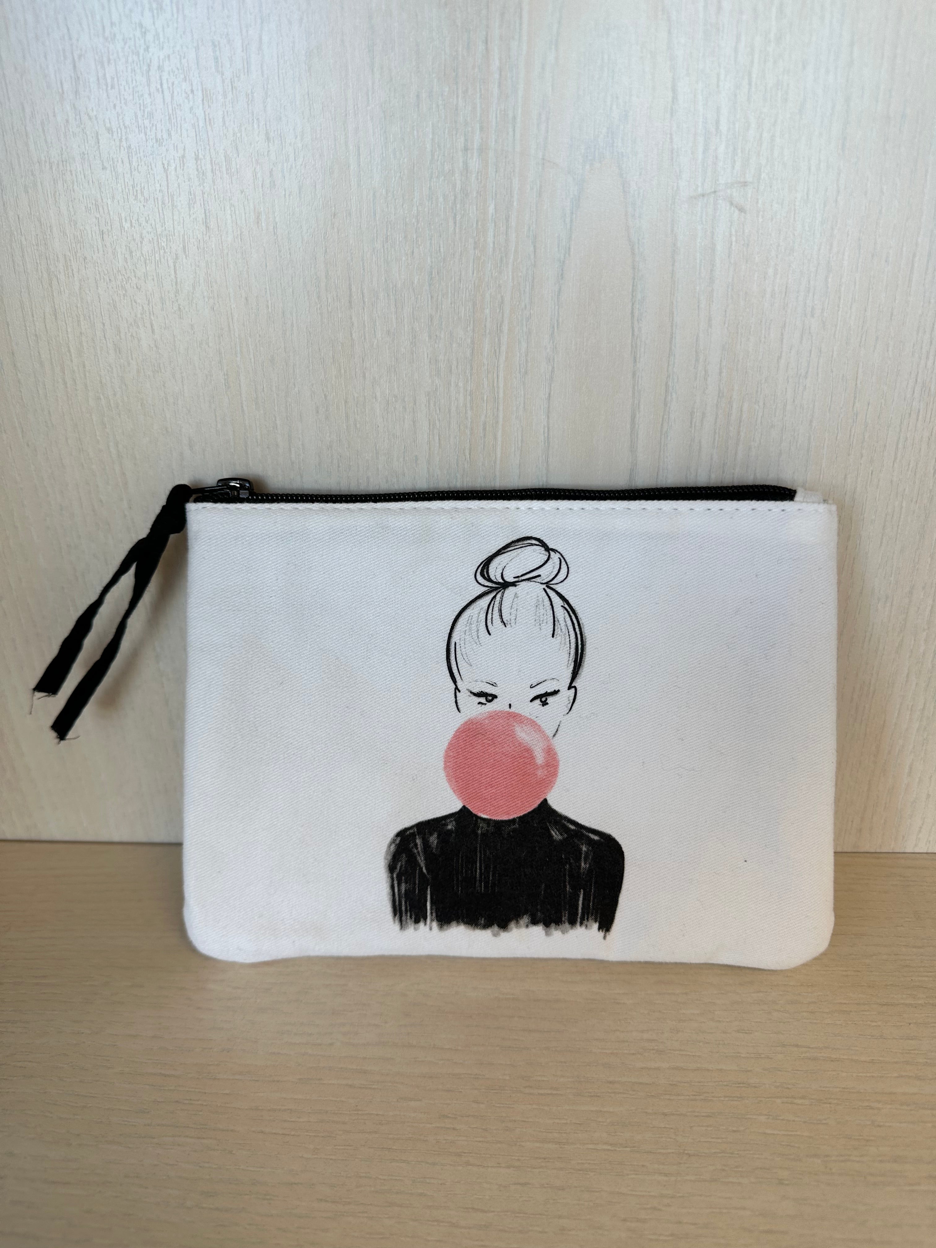 Kera Till Canvas Pochette Bulle Zip Tasche Weiß Canvas 21x15cm Sehr Gut