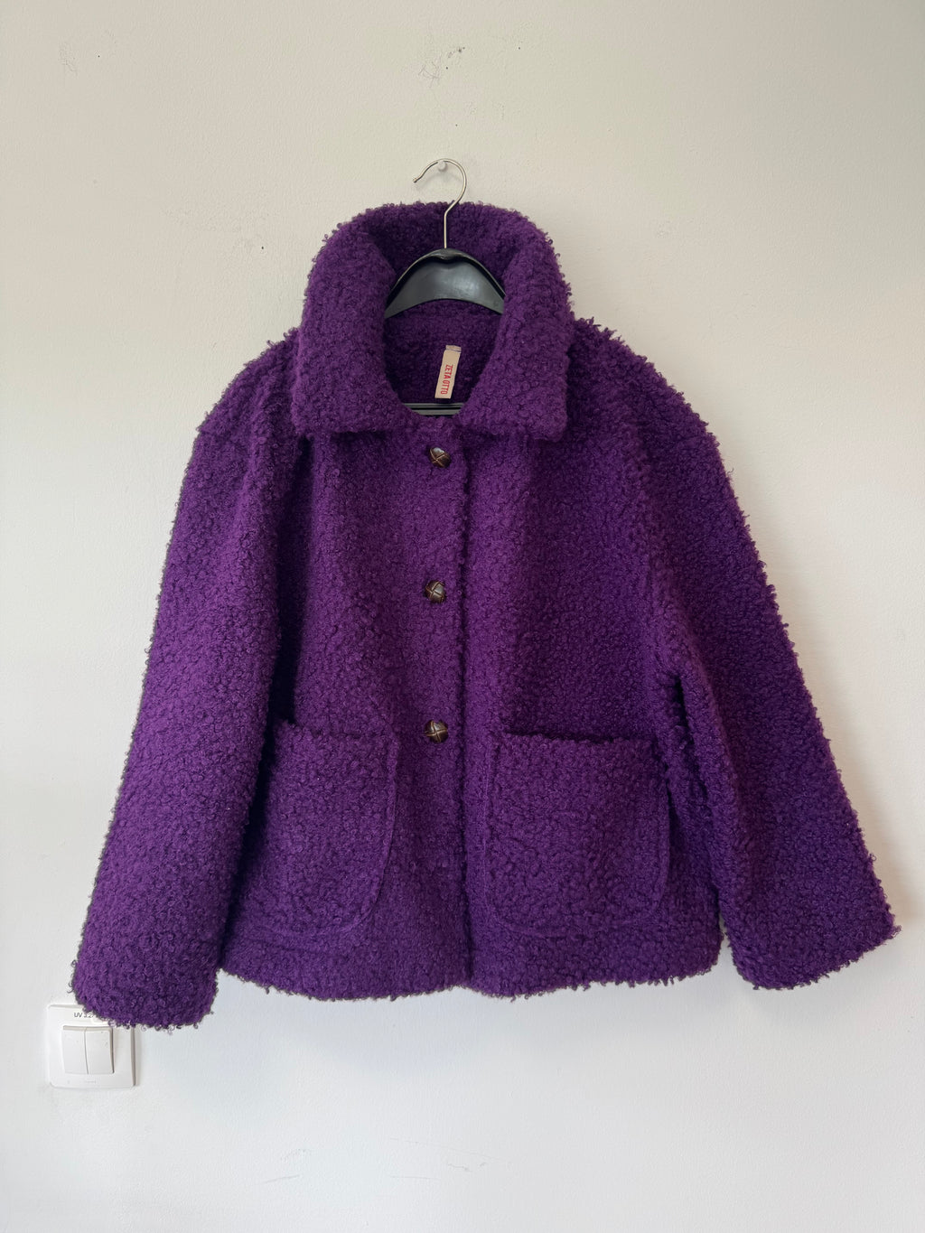 Purple Bouclé Overcoat by Zeta Otto Studio, Size M, Like New