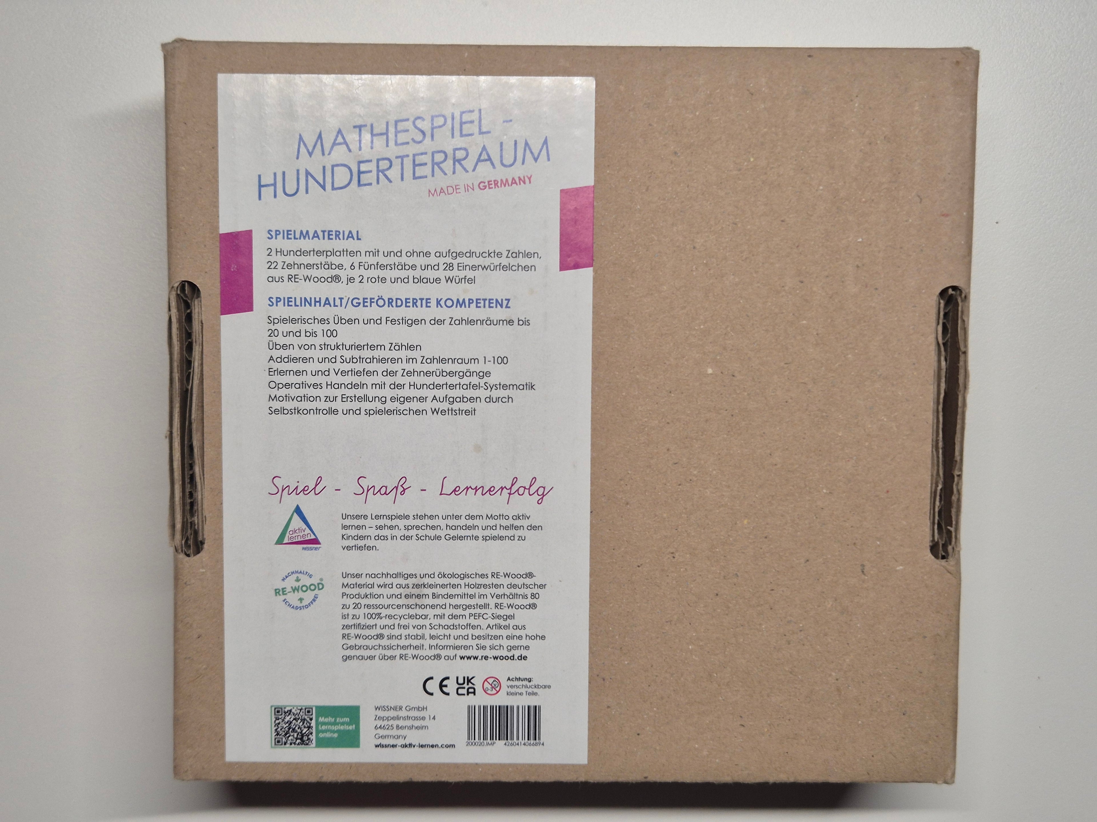 WISSNER Hundertterraum Math Learning Box, Re-Wood, 30x20x5cm, guter Zustand