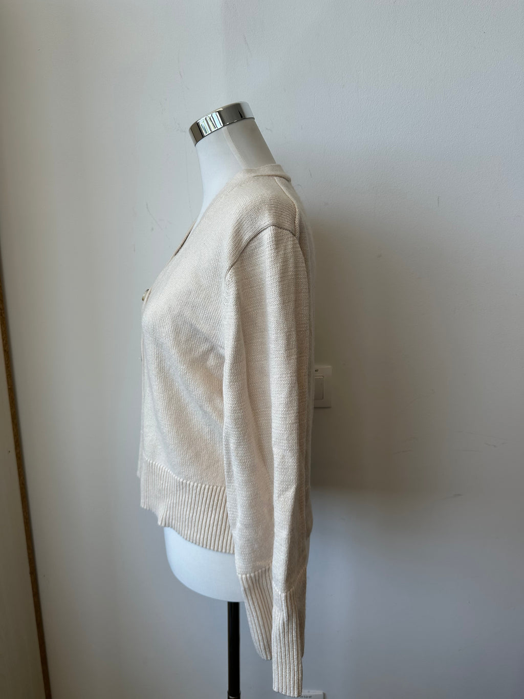 Neo Noir V-Neck Cardigan, Chalk White, Size 40, Very Good Condition