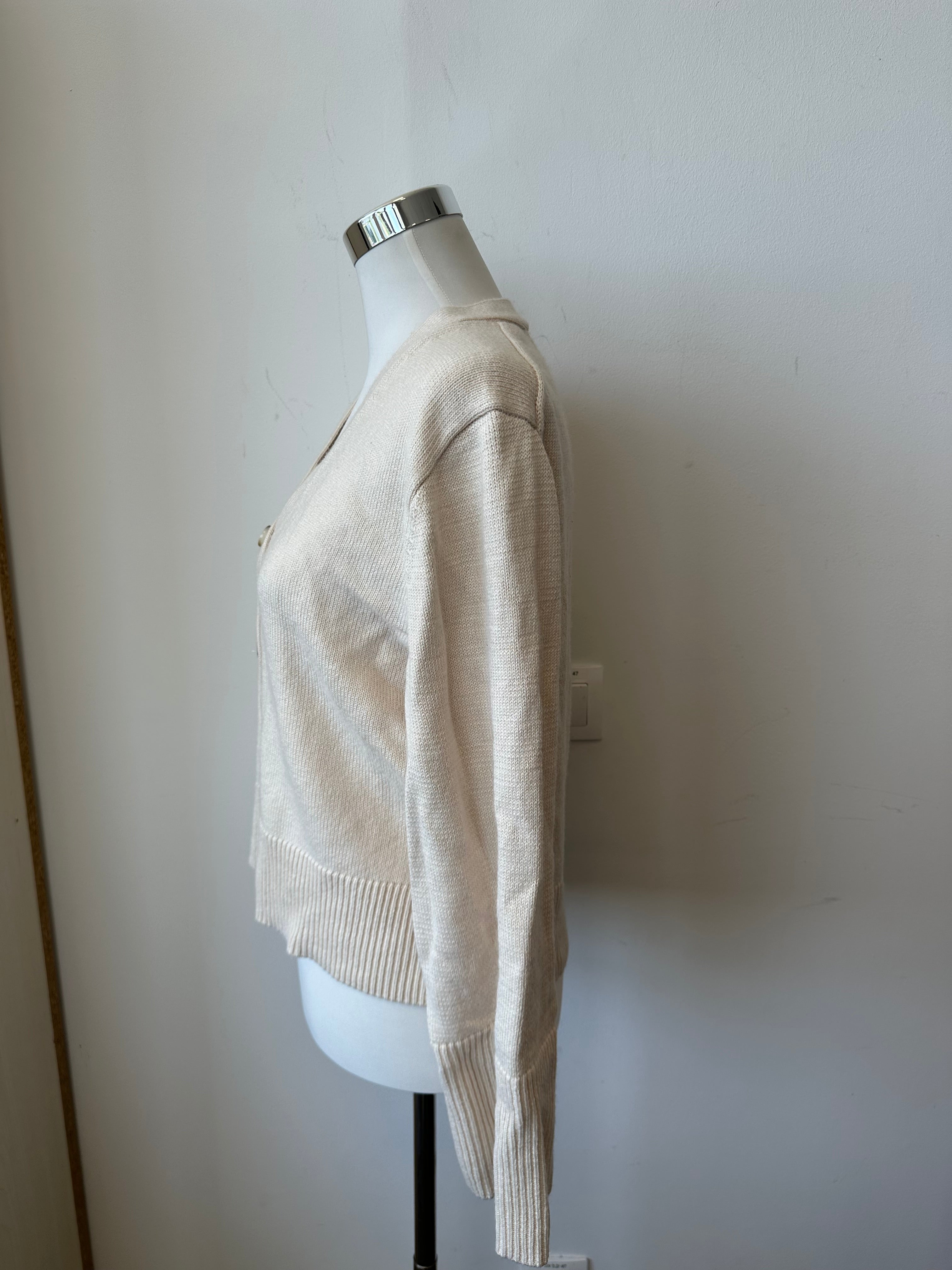 Neo Noir V-Neck Cardigan, Chalk White, Size 40, Very Good Condition