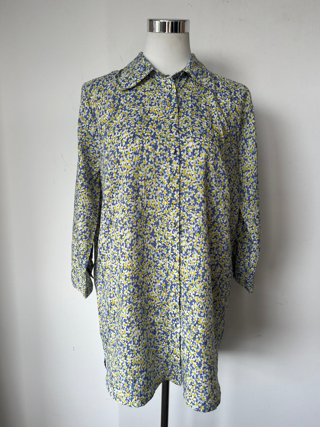 Marc Lauge Daisy Kleid, M, Blau/Gelb, 100% Viskose, Wie Neu