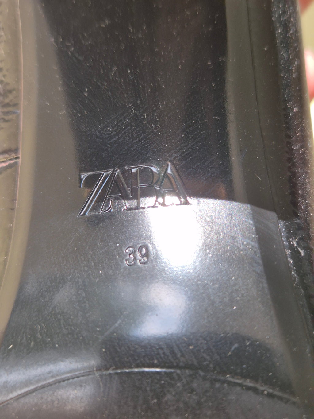 Zara Black Patent Block Heel Pumps, Size 39, Very Good Condition